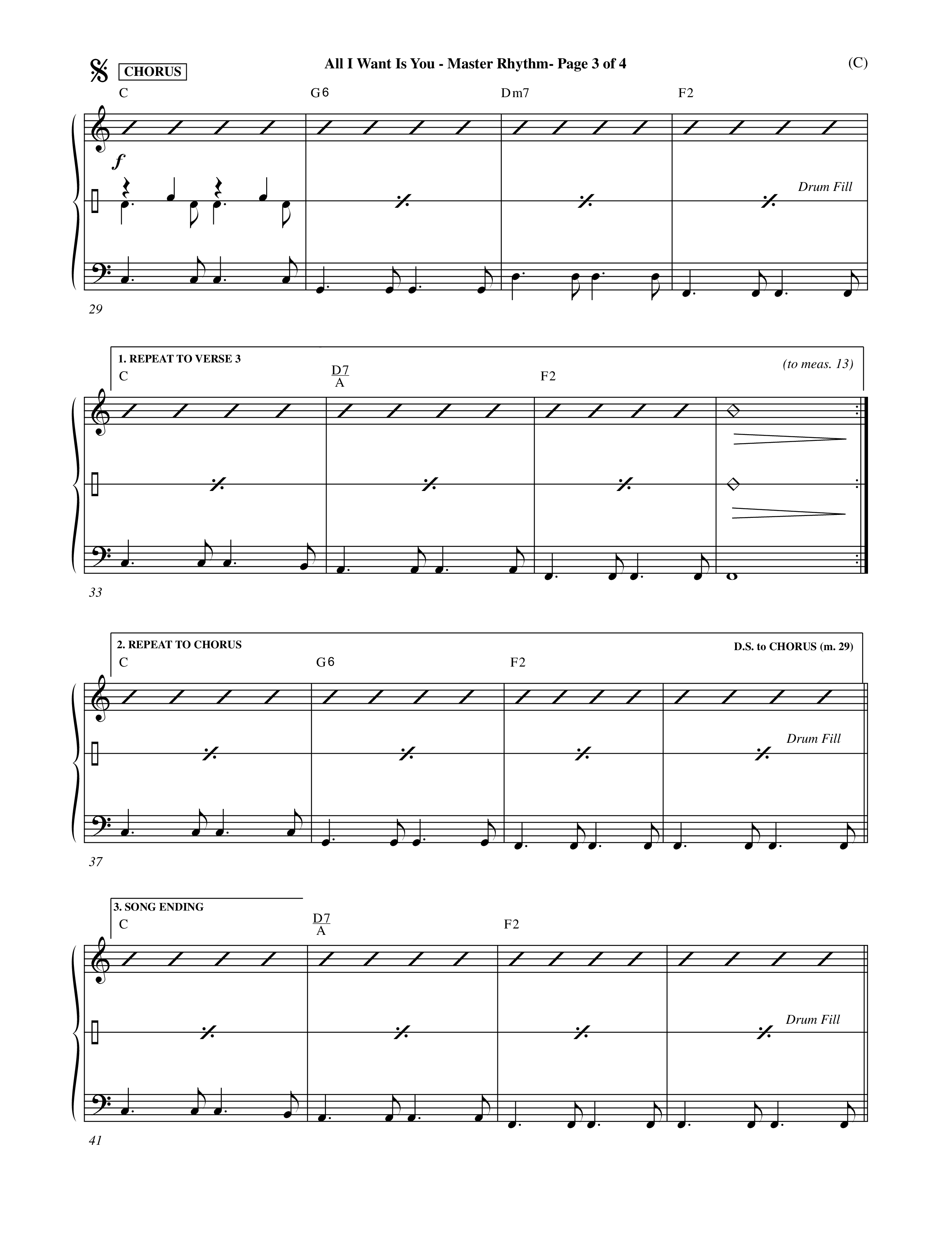 All I Want Is You (Choral Anthem SATB) Rhythm Chart (Word Music Choral / Orch. Michael Lawrence)