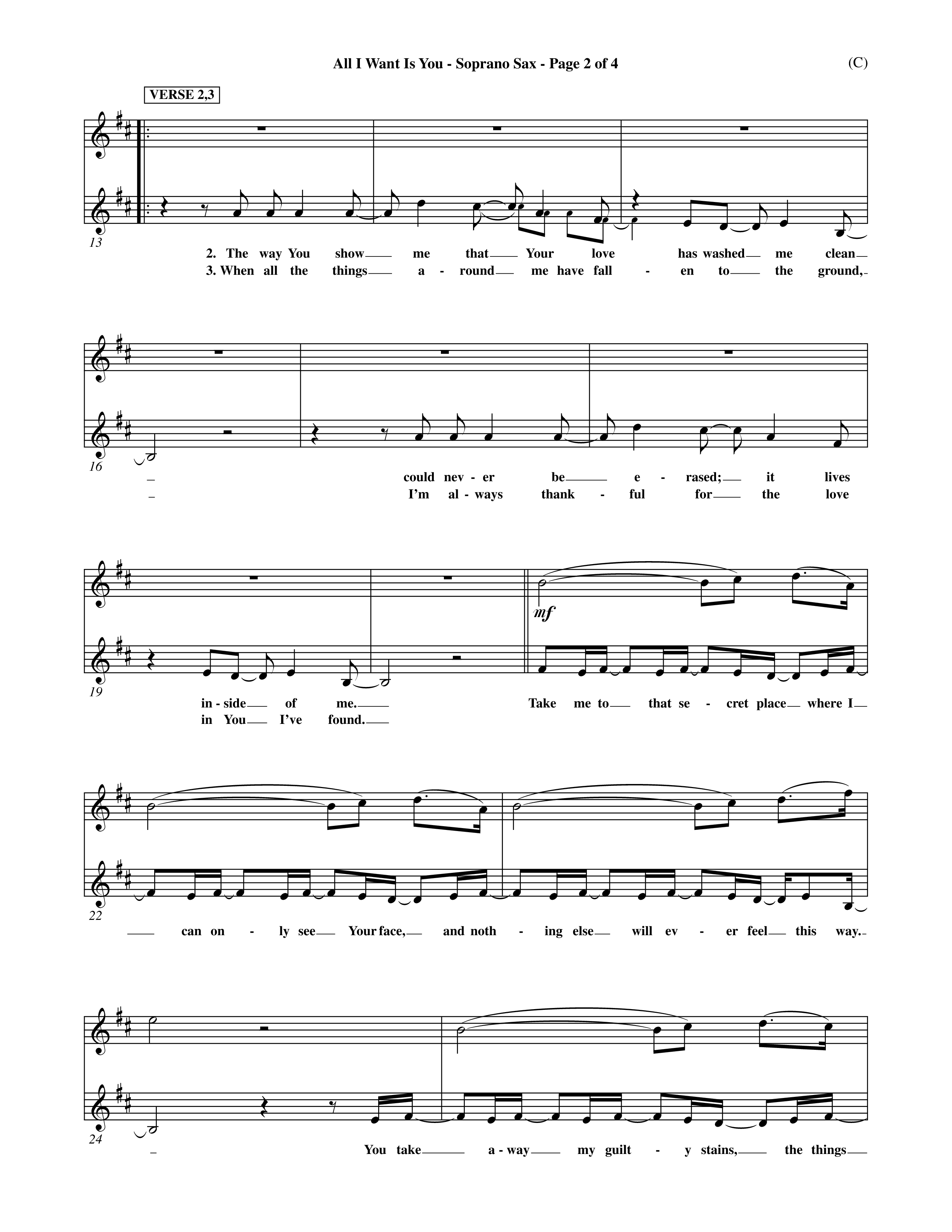 All I Want Is You (Choral Anthem SATB) Saxophone (Word Music Choral / Orch. Michael Lawrence)