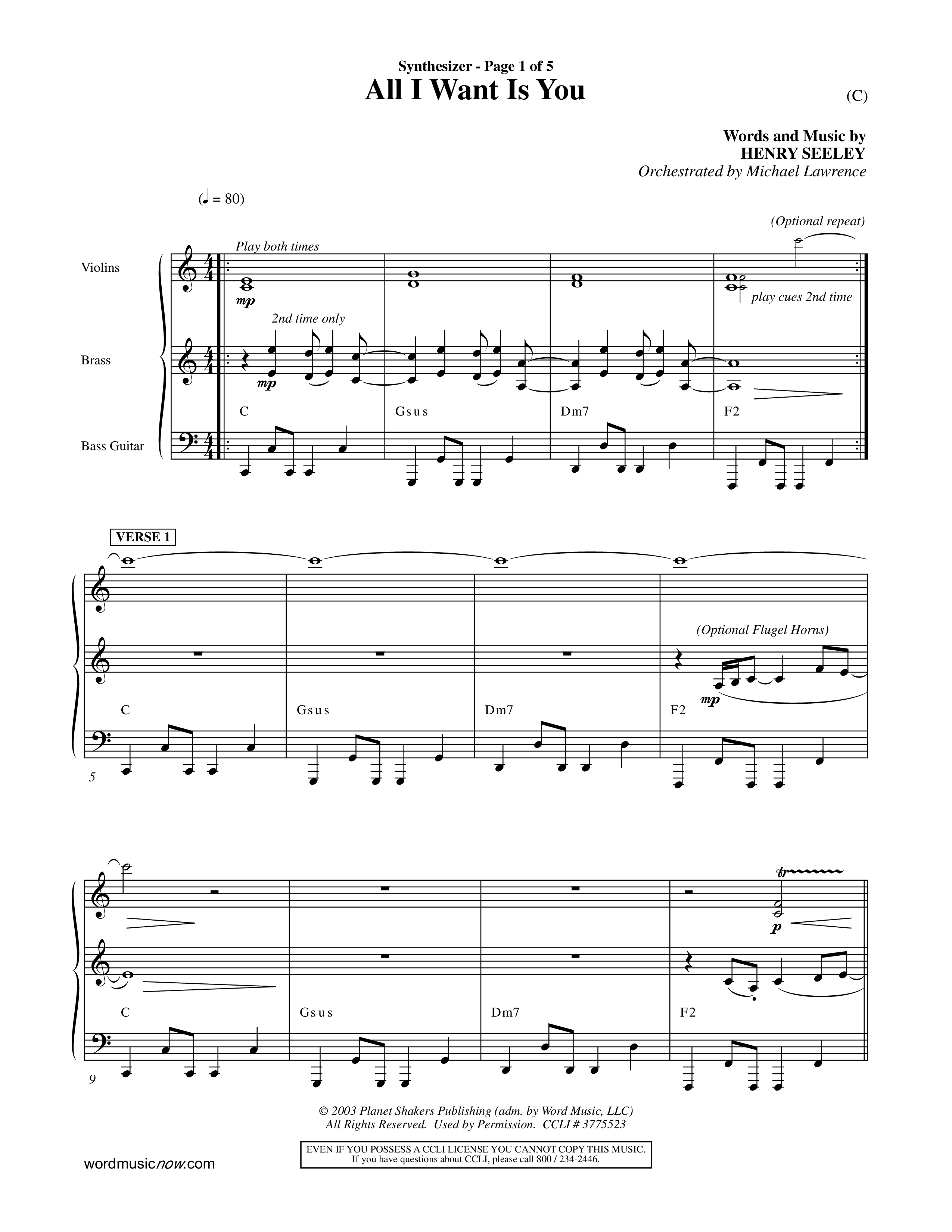 All I Want Is You (Choral Anthem SATB) Synth (Word Music Choral / Orch. Michael Lawrence)