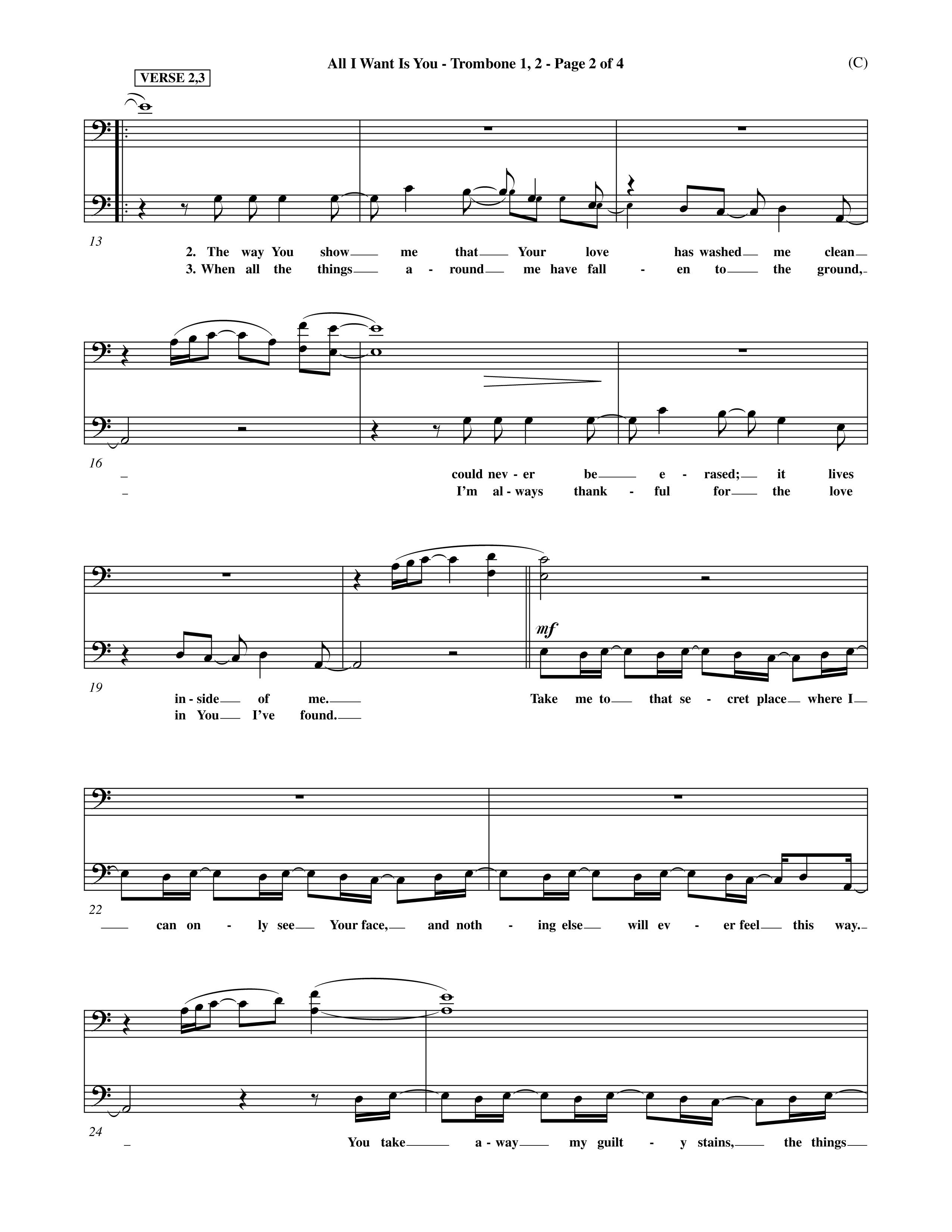 All I Want Is You (Choral Anthem SATB) Trombone 1/2 (Word Music Choral / Orch. Michael Lawrence)