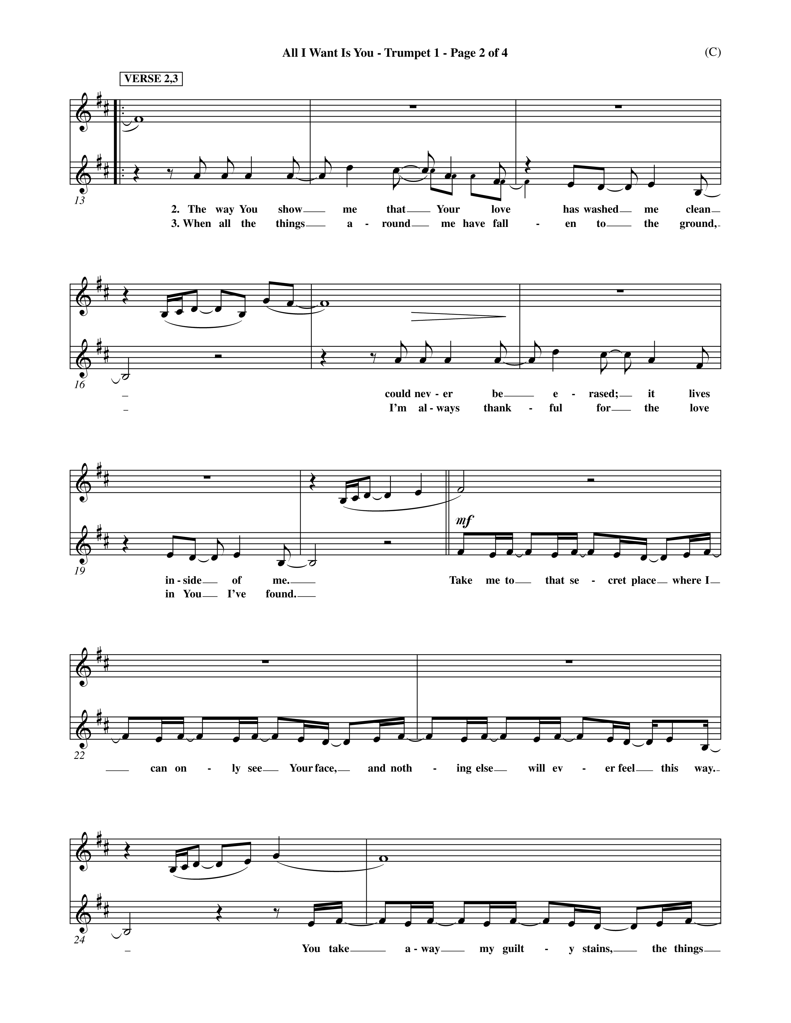 All I Want Is You (Choral Anthem SATB) Trumpet 1 (Word Music Choral / Orch. Michael Lawrence)