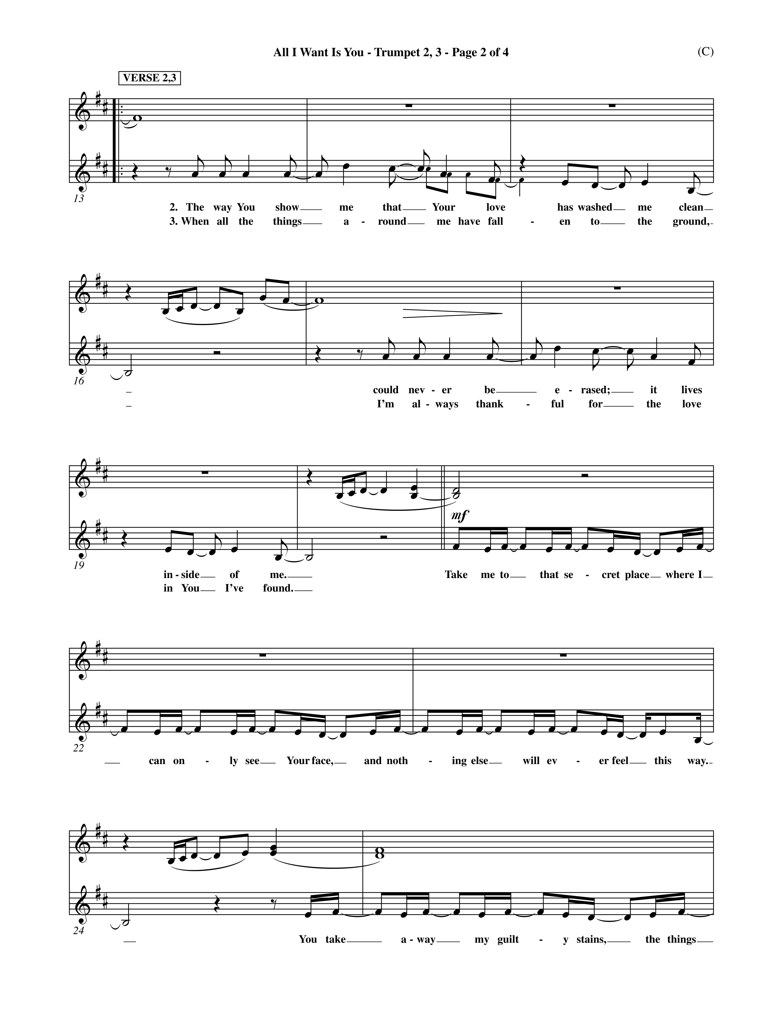 All I Want Is You (Choral Anthem SATB) Trumpet 2/3 (Word Music Choral / Orch. Michael Lawrence)