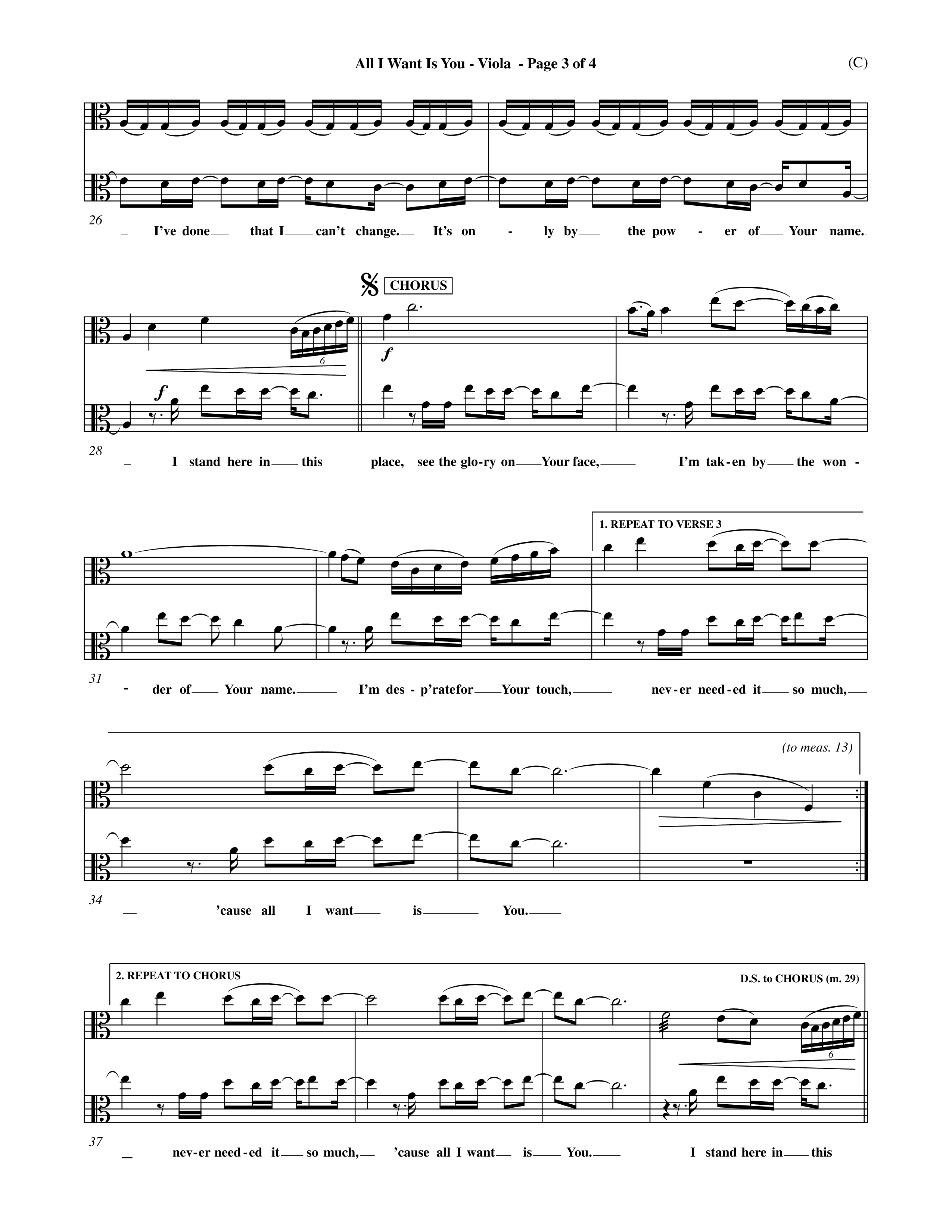 All I Want Is You (Choral Anthem SATB) Viola (Word Music Choral / Orch. Michael Lawrence)