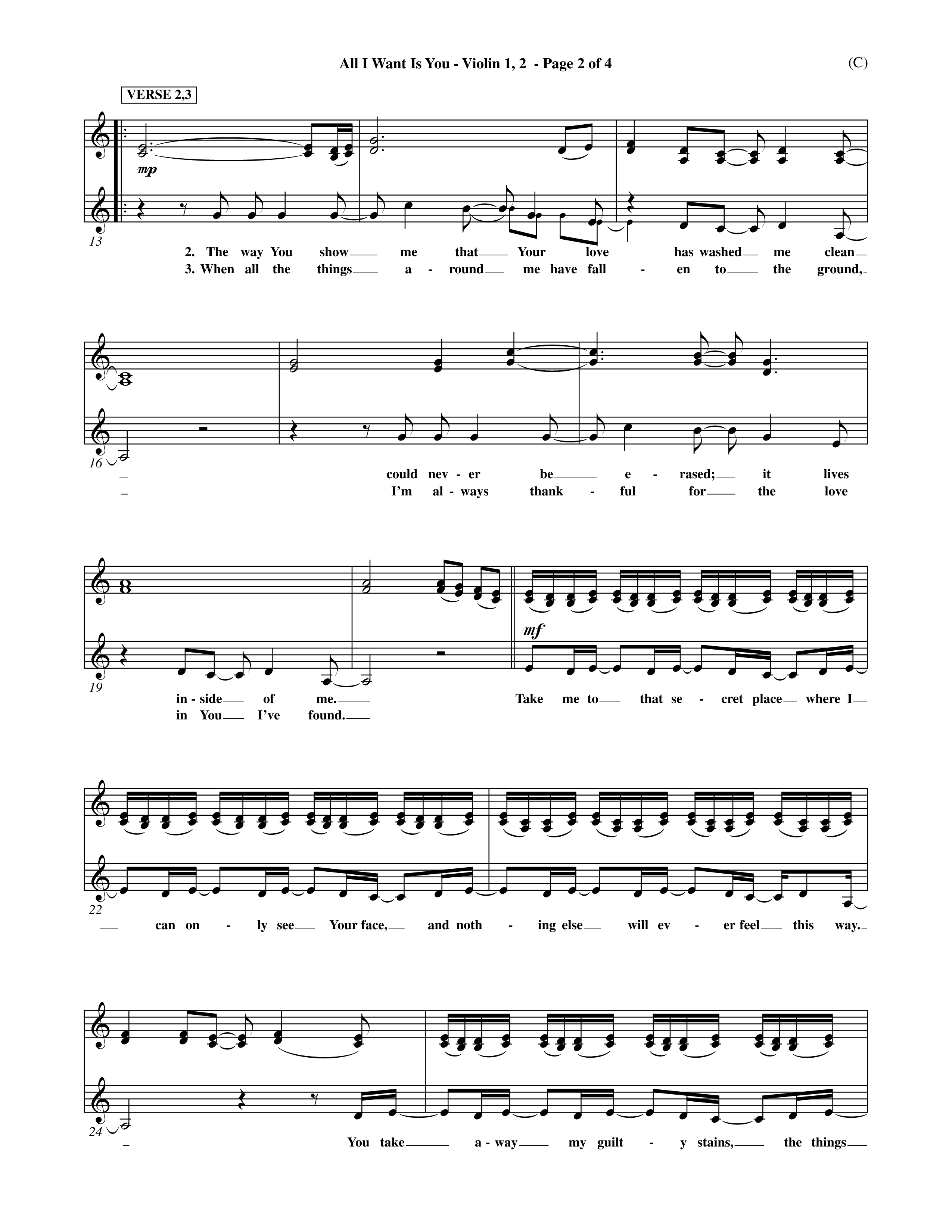 All I Want Is You (Choral Anthem SATB) Violin 1/2 (Word Music Choral / Orch. Michael Lawrence)