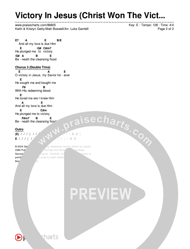 Victory In Jesus (Christ Won The Victory) (Choral Anthem SATB) Chords & Lyrics (Keith & Kristyn Getty / Matt Boswell / Arr. Luke Gambill)