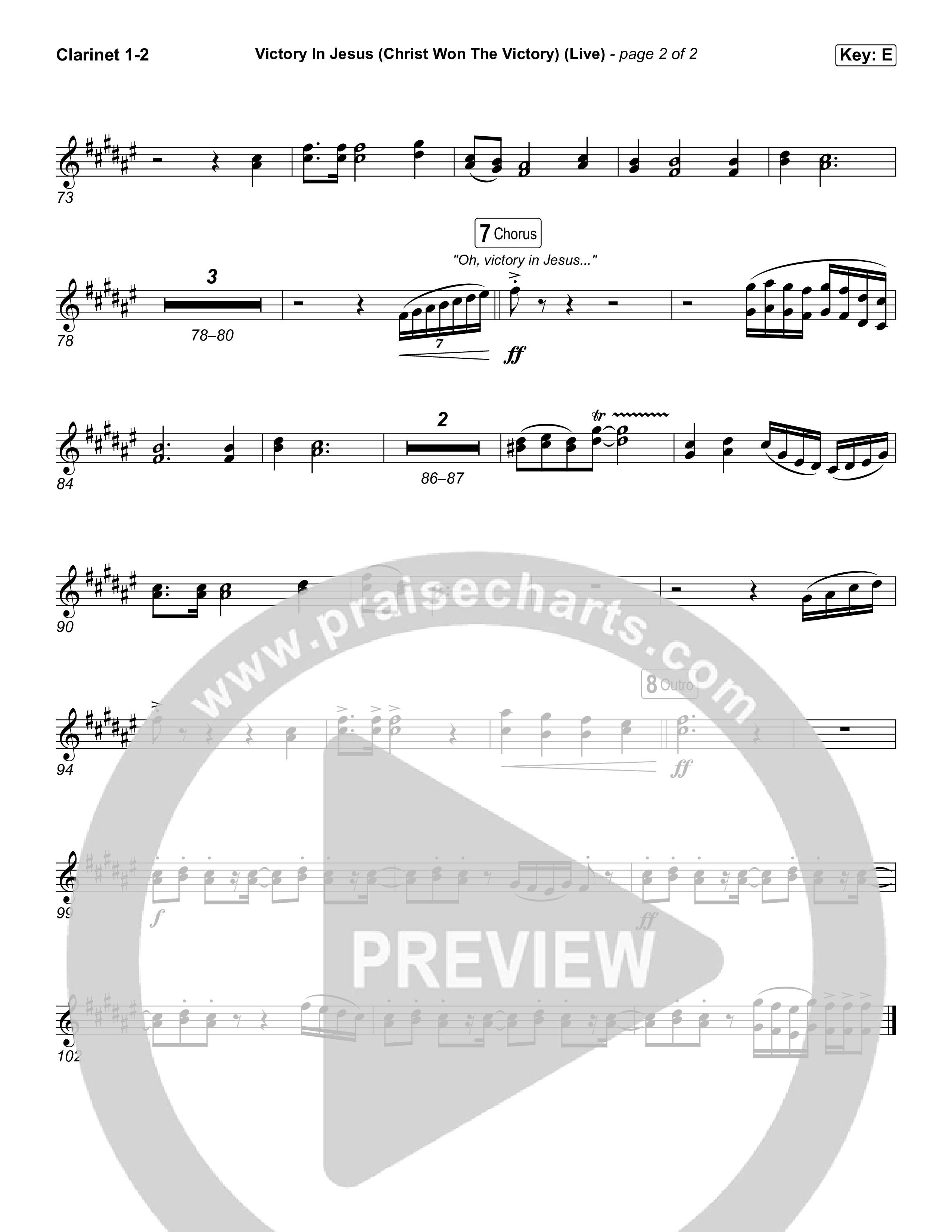 Victory In Jesus (Christ Won The Victory) (Choral Anthem SATB) Clarinet 1,2 (Keith & Kristyn Getty / Matt Boswell / Arr. Luke Gambill)