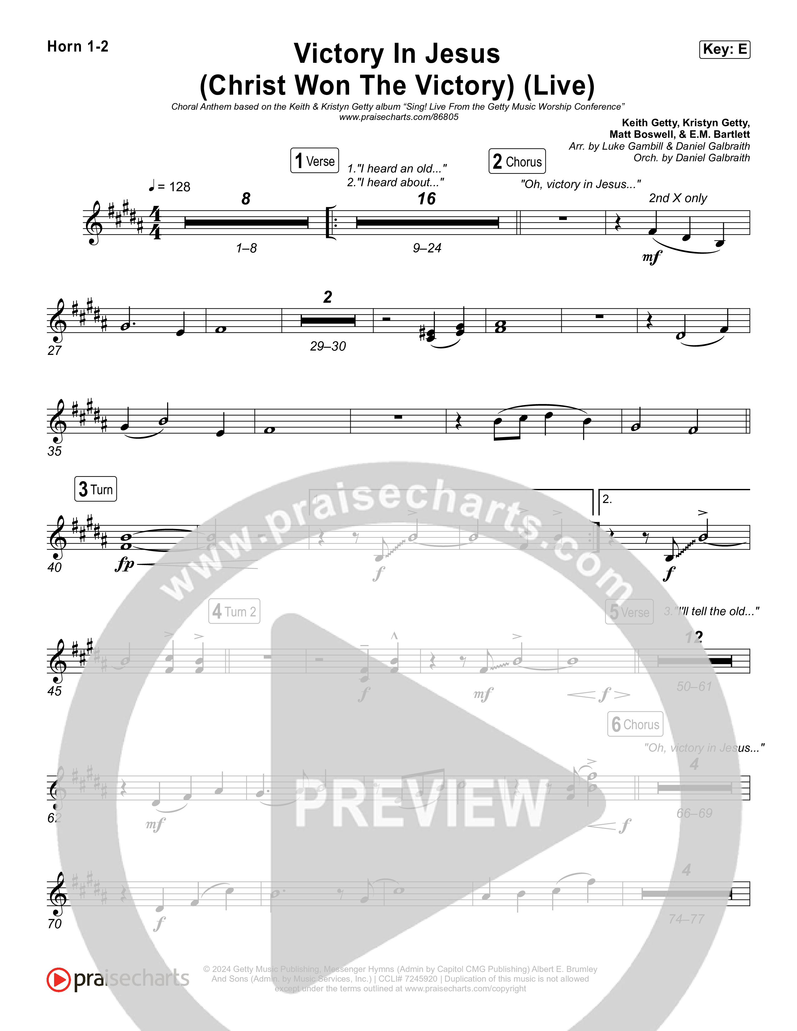 Victory In Jesus (Christ Won The Victory) (Choral Anthem SATB) Brass Pack (Keith & Kristyn Getty / Matt Boswell / Arr. Luke Gambill)