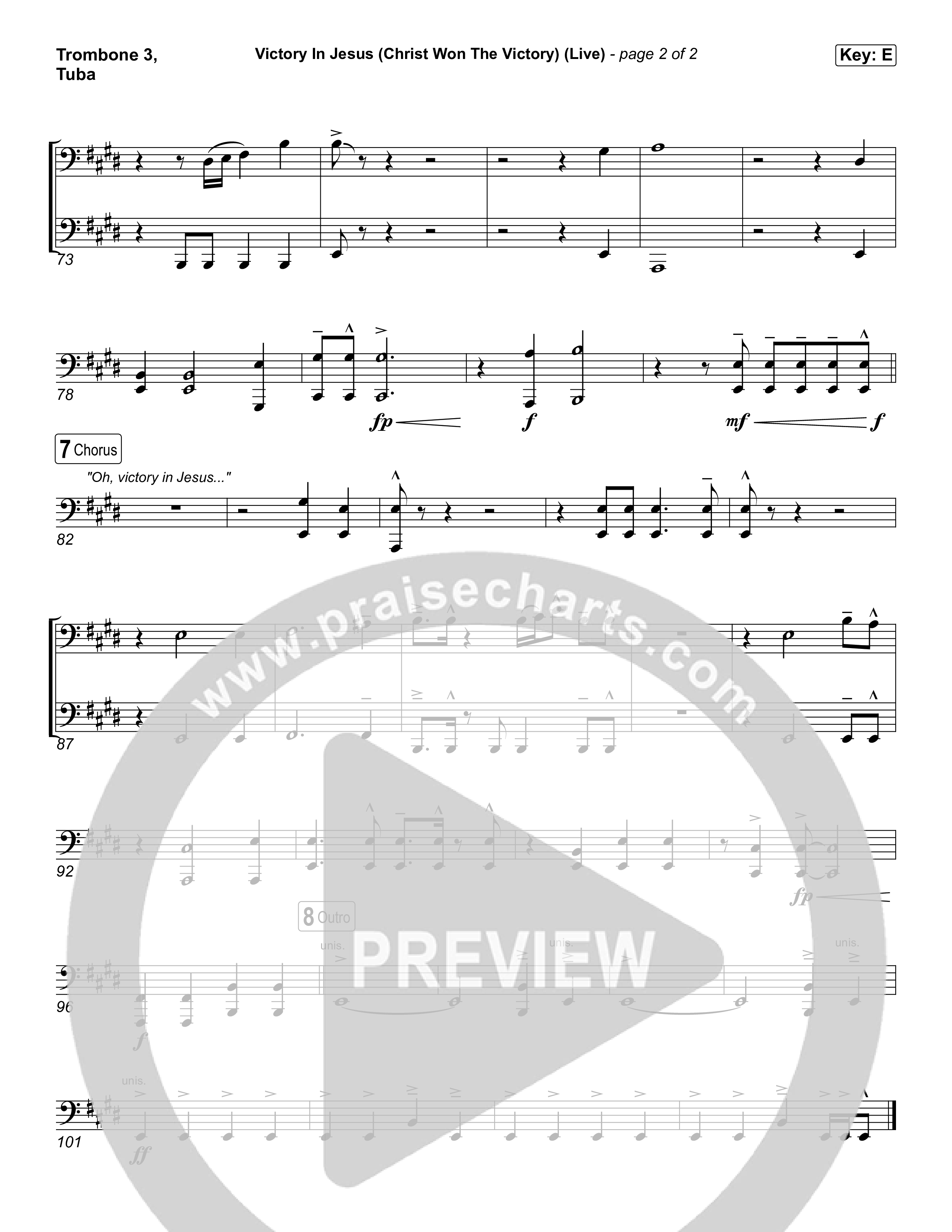 Victory In Jesus (Christ Won The Victory) (Choral Anthem SATB) Trombone 3/Tuba (Keith & Kristyn Getty / Matt Boswell / Arr. Luke Gambill)