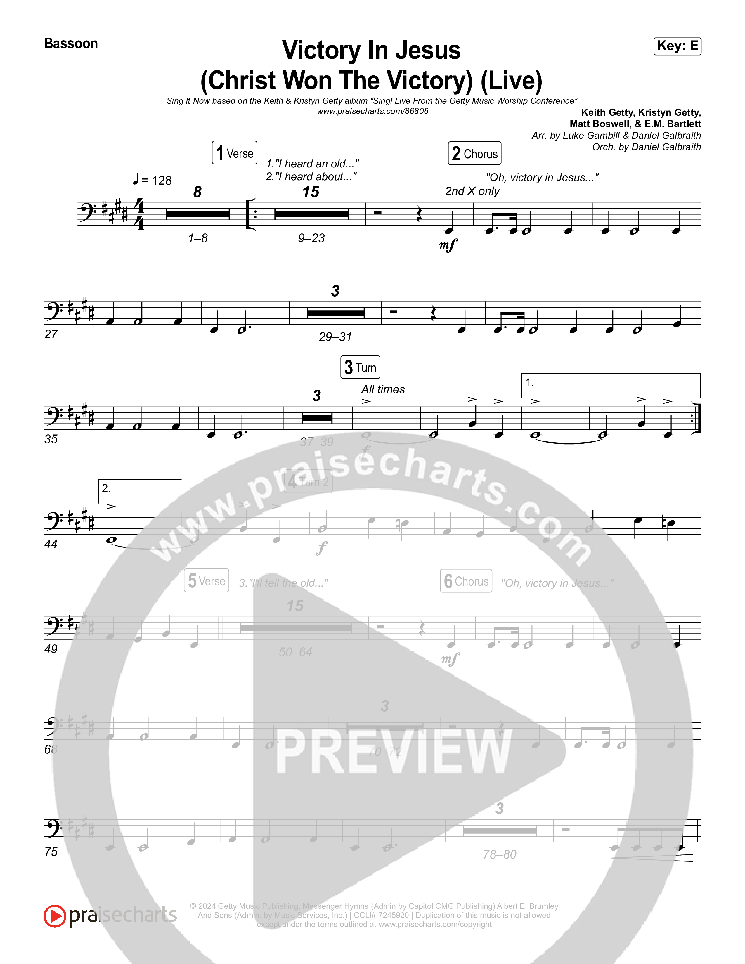 Victory In Jesus (Christ Won The Victory) (Sing It Now) Bassoon (Keith & Kristyn Getty / Matt Boswell / Arr. Luke Gambill)