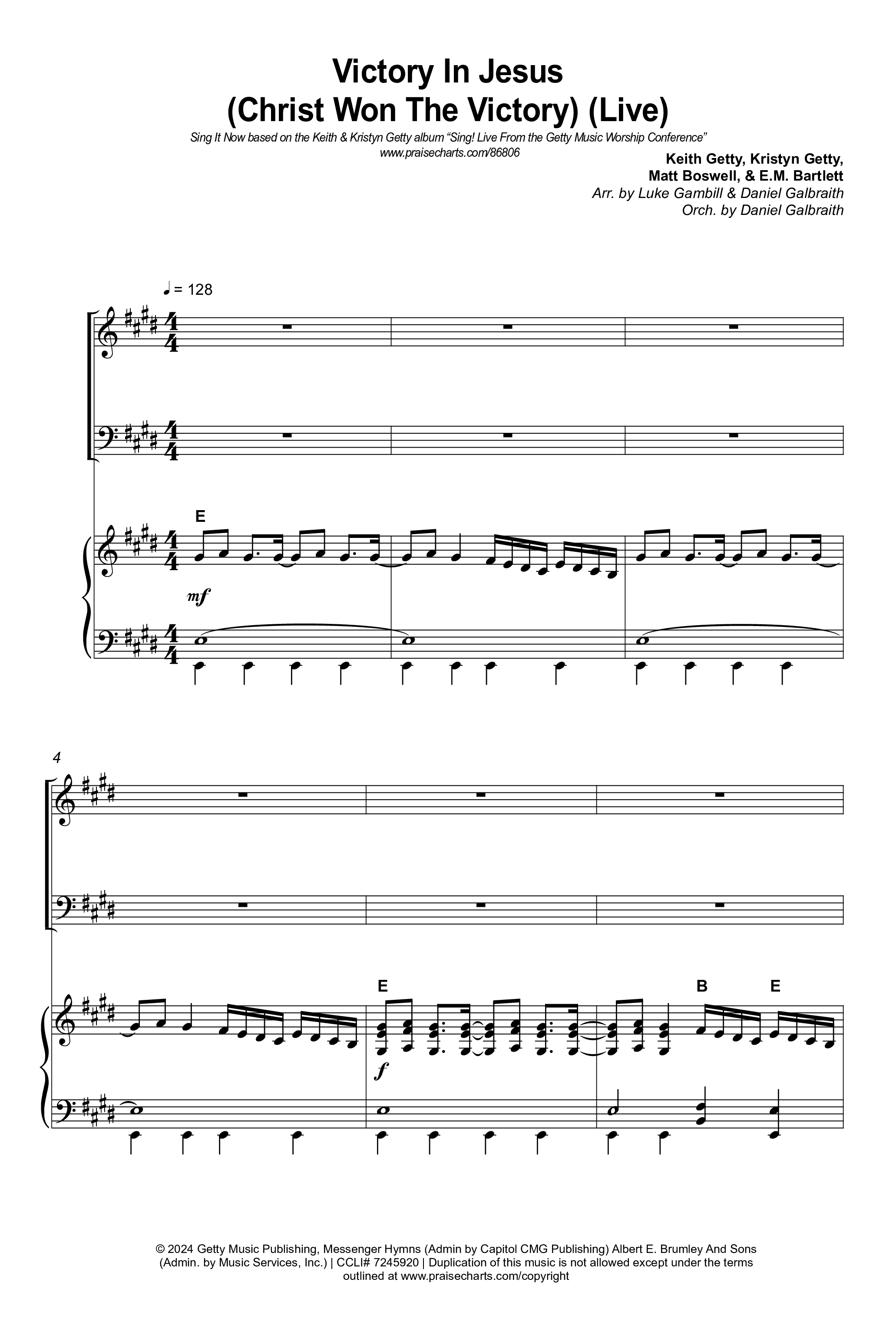 Victory In Jesus (Christ Won The Victory) (Sing It Now) Octavo (SATB & Pno) (Keith & Kristyn Getty / Matt Boswell / Arr. Luke Gambill)