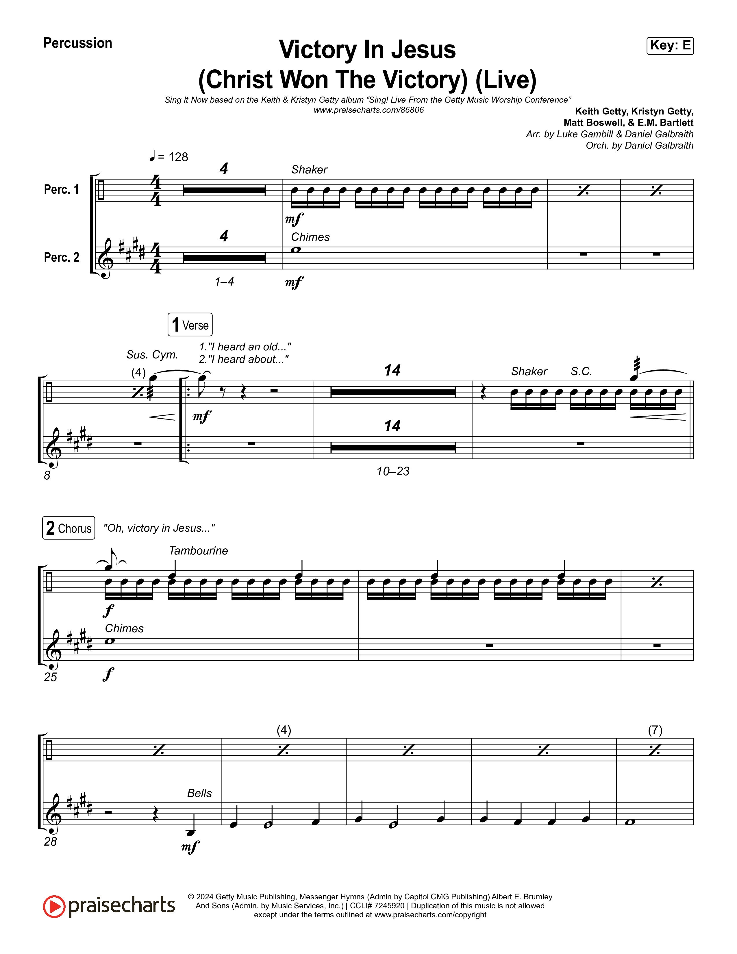 Victory In Jesus (Christ Won The Victory) (Sing It Now) Percussion (Keith & Kristyn Getty / Matt Boswell / Arr. Luke Gambill)