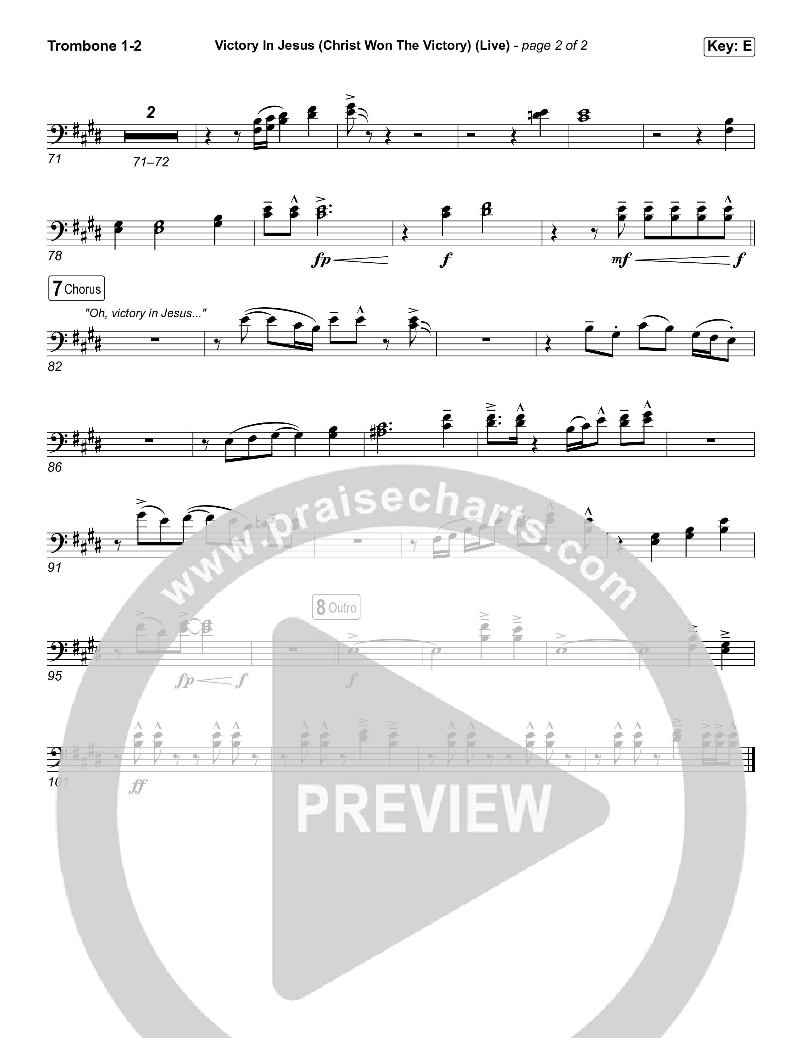 Victory In Jesus (Christ Won The Victory) (Sing It Now) Trombone 1/2 (Keith & Kristyn Getty / Matt Boswell / Arr. Luke Gambill)