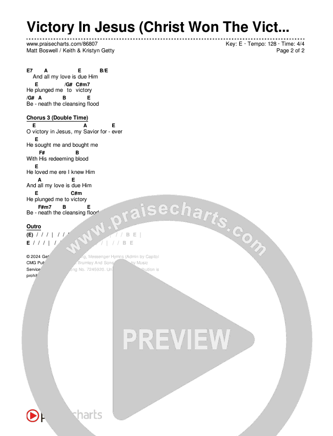Victory In Jesus (Christ Won The Victory) (Worship Choir/SAB) Chords & Lyrics (Keith & Kristyn Getty / Matt Boswell / Arr. Luke Gambill)