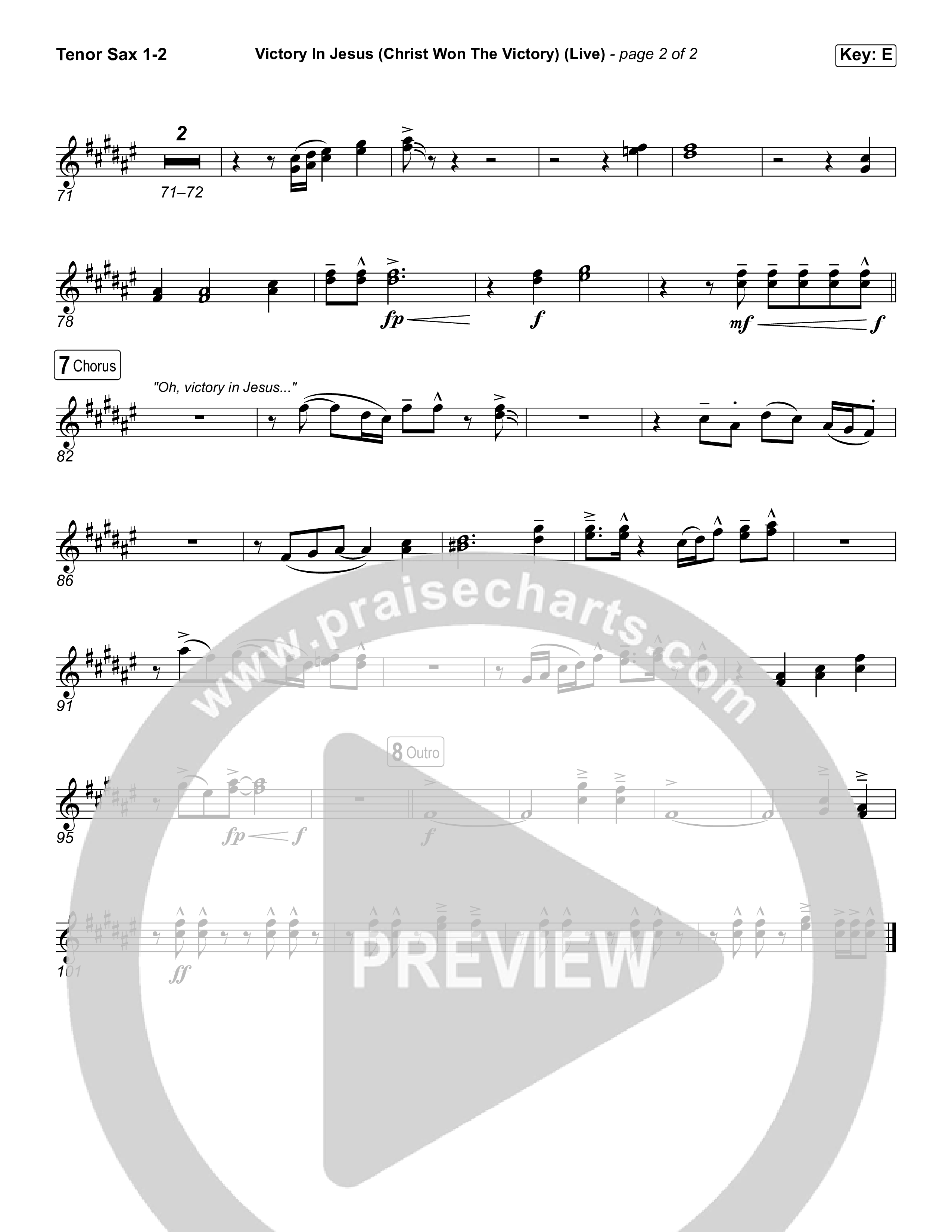 Victory In Jesus (Christ Won The Victory) (Worship Choir/SAB) Tenor Sax 1/2 (Keith & Kristyn Getty / Matt Boswell / Arr. Luke Gambill)