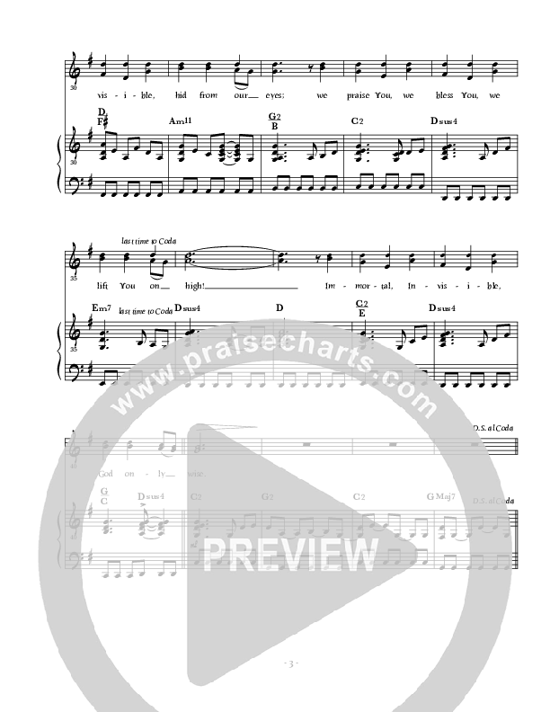 Immortal Invisible (God Only Wise) Piano/Vocal (Scott Wesley Brown)