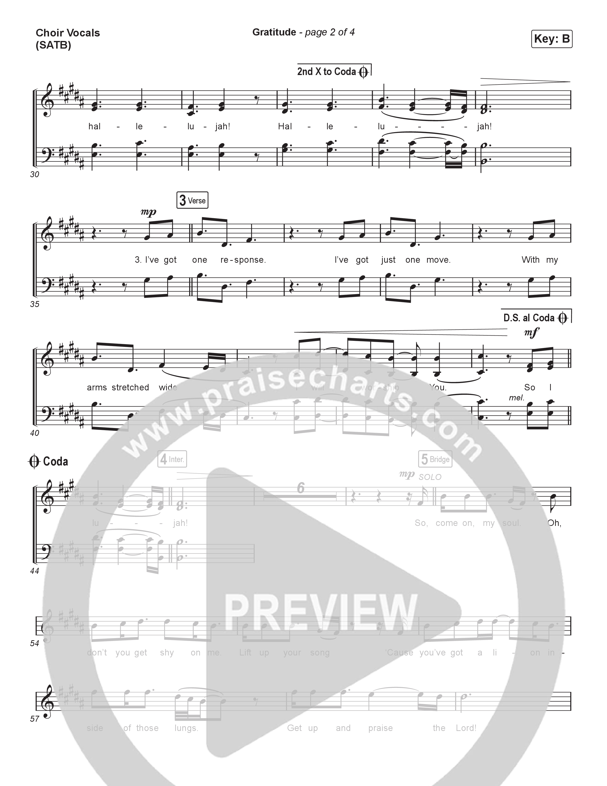 Gratitude (Choral Anthem SATB) Choir Sheet (SATB) (Brandon Lake / Arr. Luke Gambill)