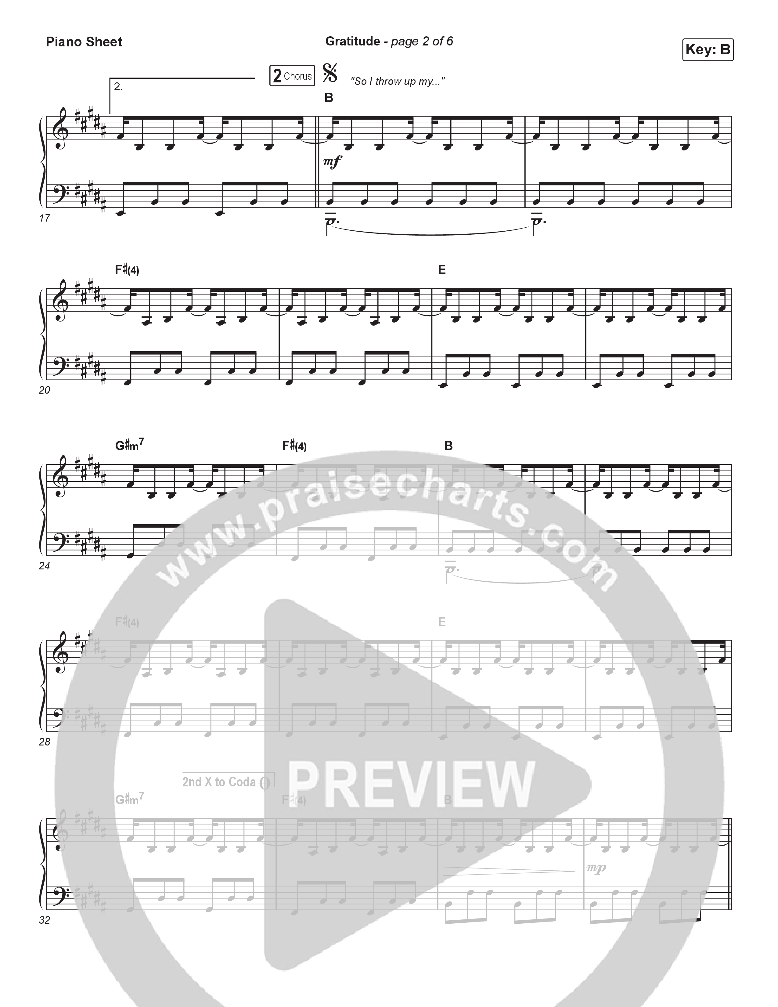 Gratitude (Choral Anthem SATB) Piano Sheet (Brandon Lake / Arr. Luke Gambill)