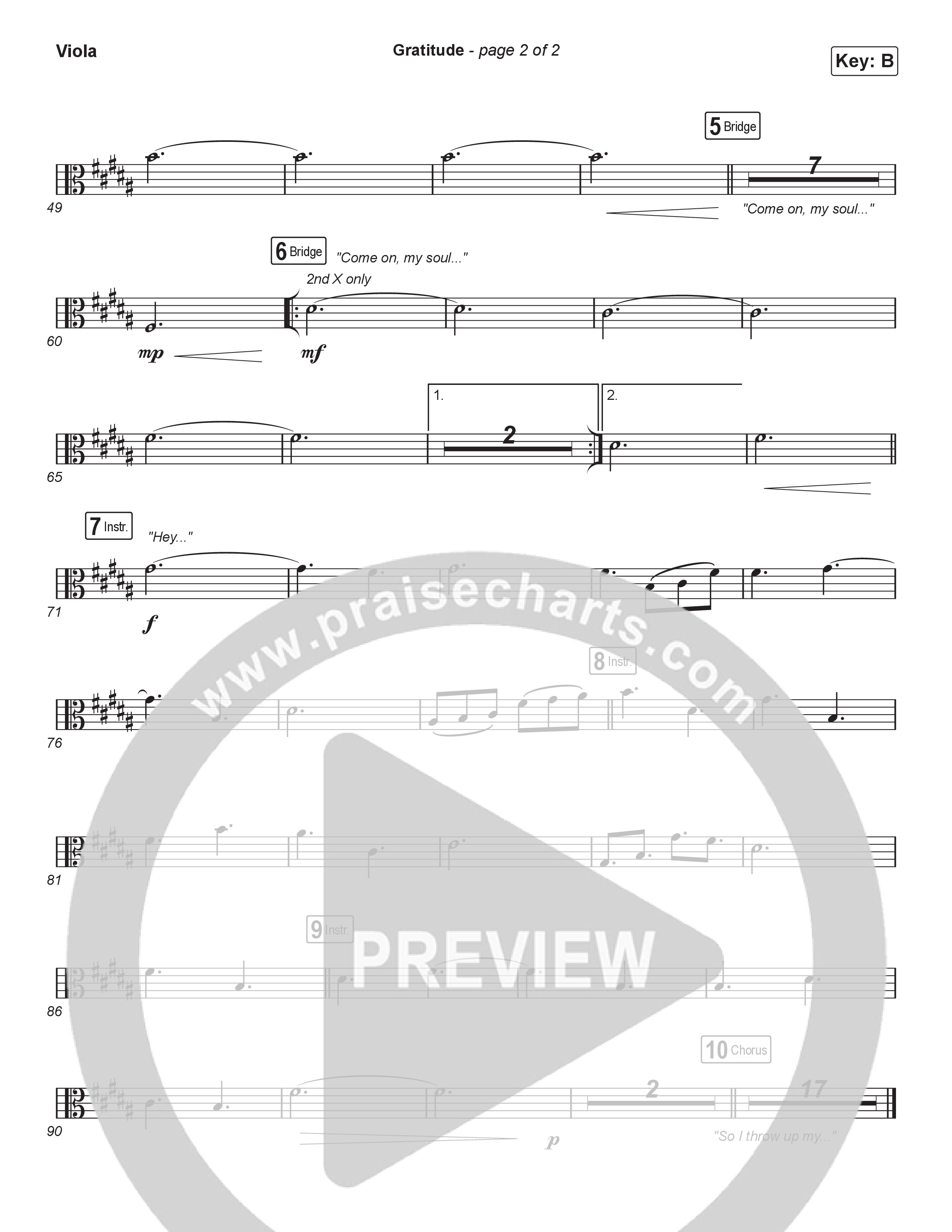 Gratitude (Choral Anthem SATB) Viola (Brandon Lake / Arr. Luke Gambill)