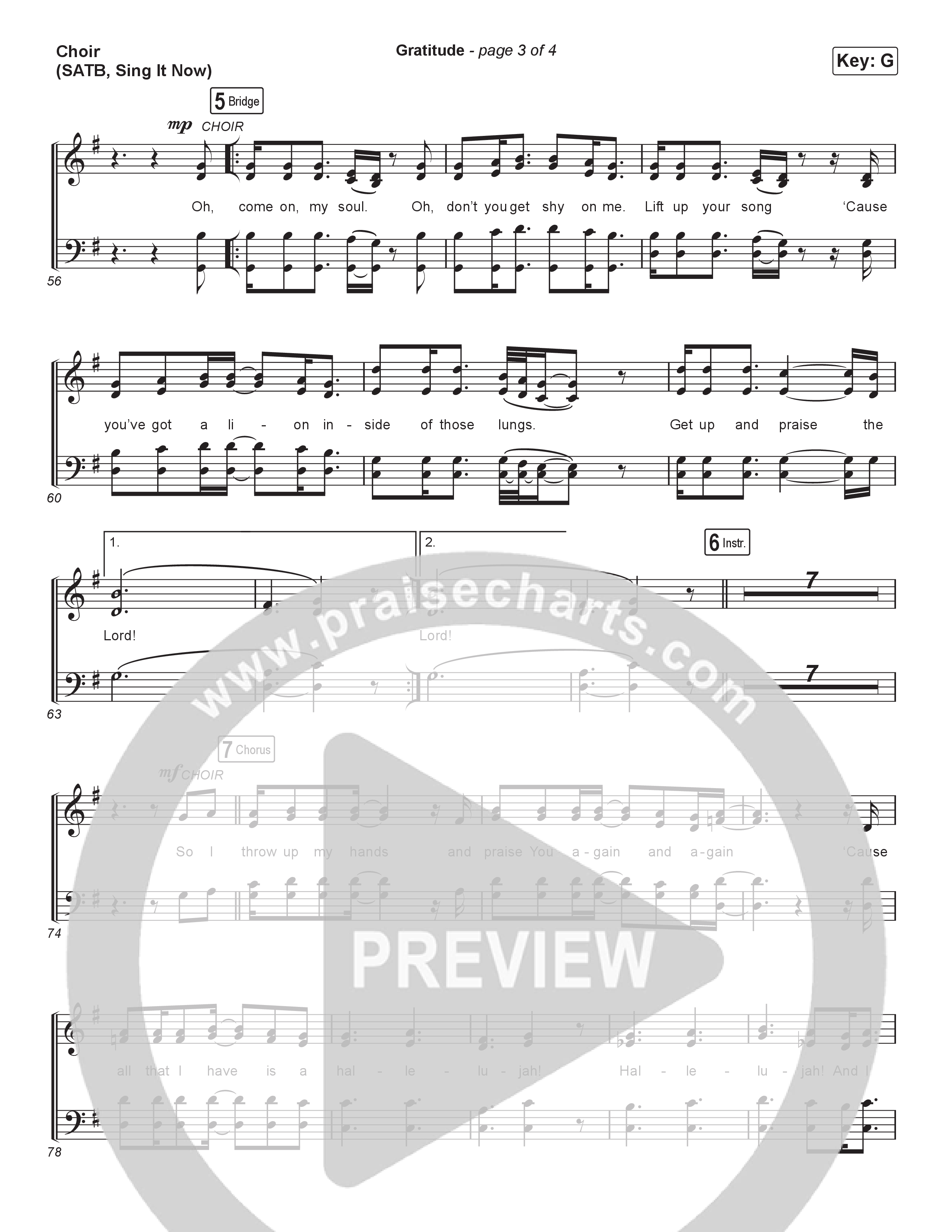 Gratitude (Sing It Now) Choir Sheet (SATB) (Brandon Lake / Arr. Luke Gambill)