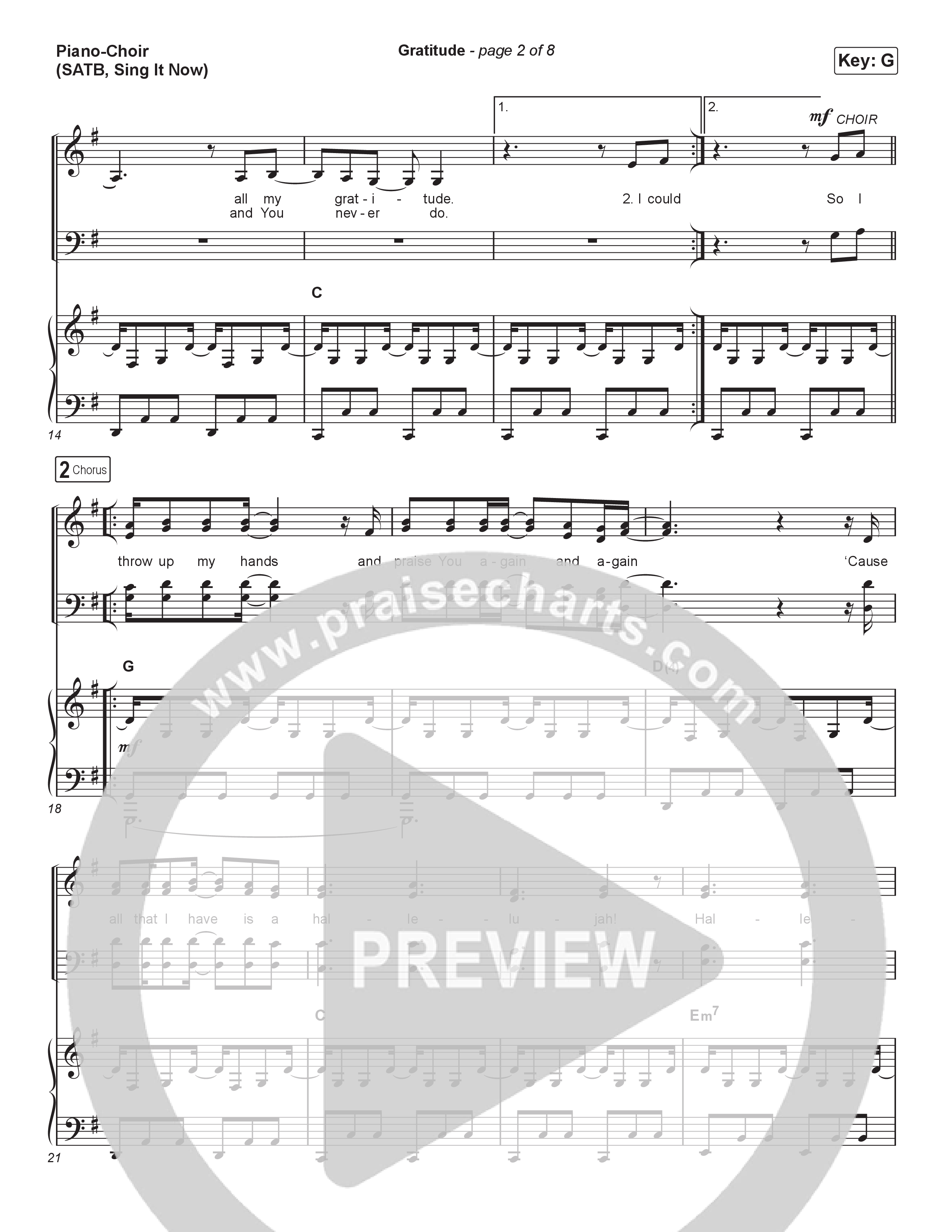 Gratitude (Sing It Now) Piano/Choir (SATB) (Brandon Lake / Arr. Luke Gambill)