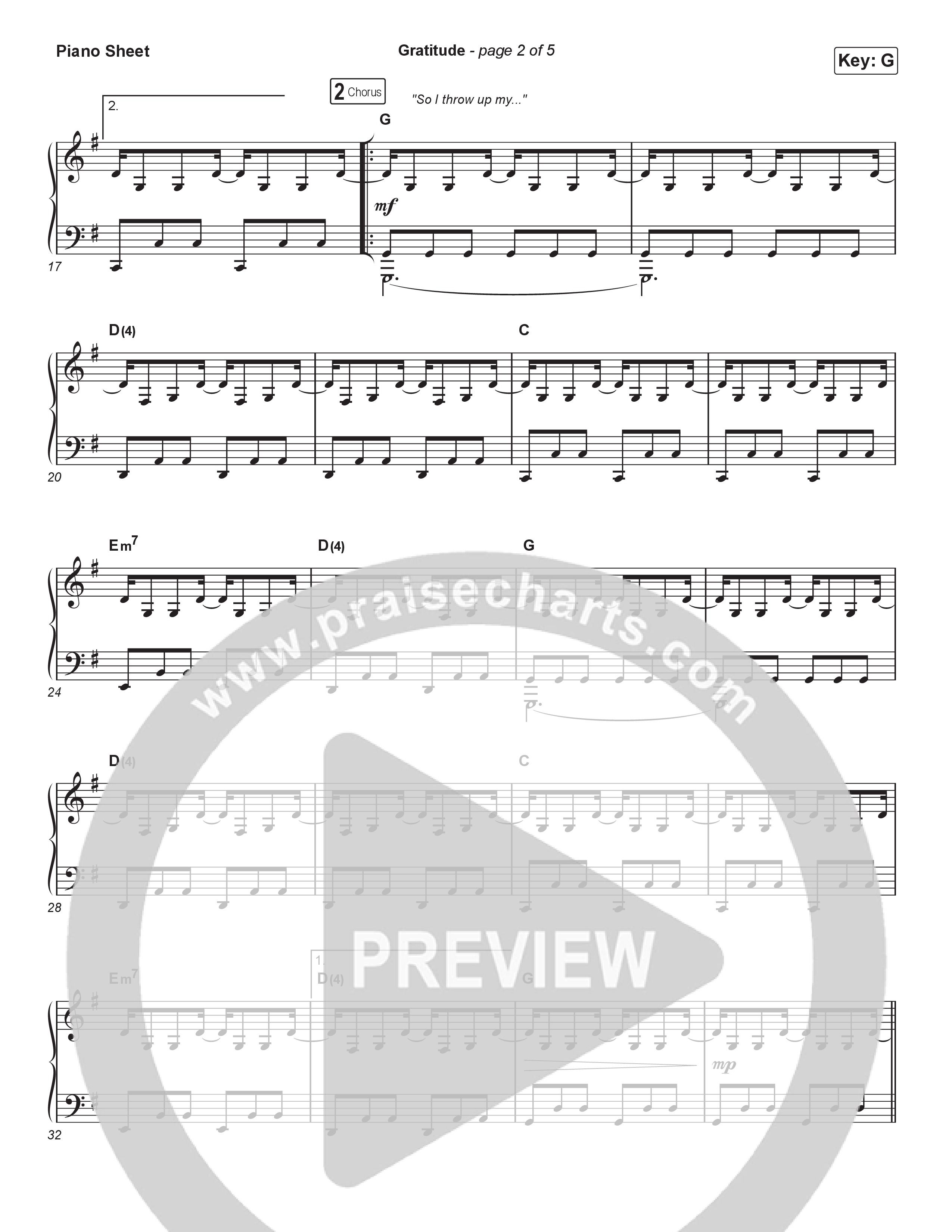 Gratitude (Sing It Now) Piano Sheet (Brandon Lake / Arr. Luke Gambill)