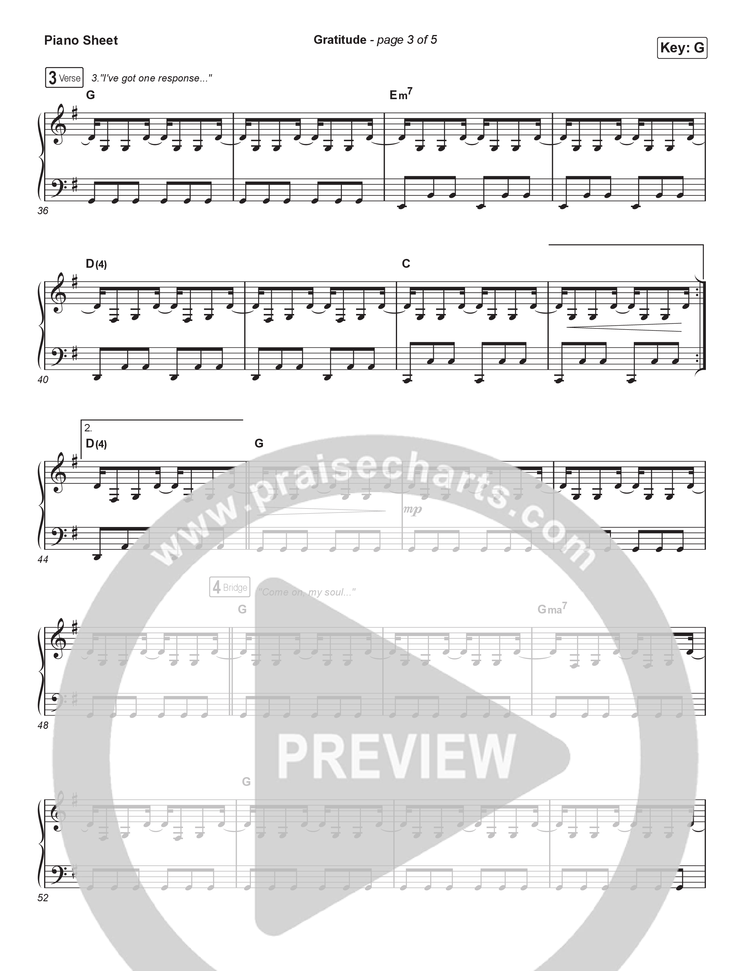 Gratitude (Sing It Now) Piano Sheet (Brandon Lake / Arr. Luke Gambill)