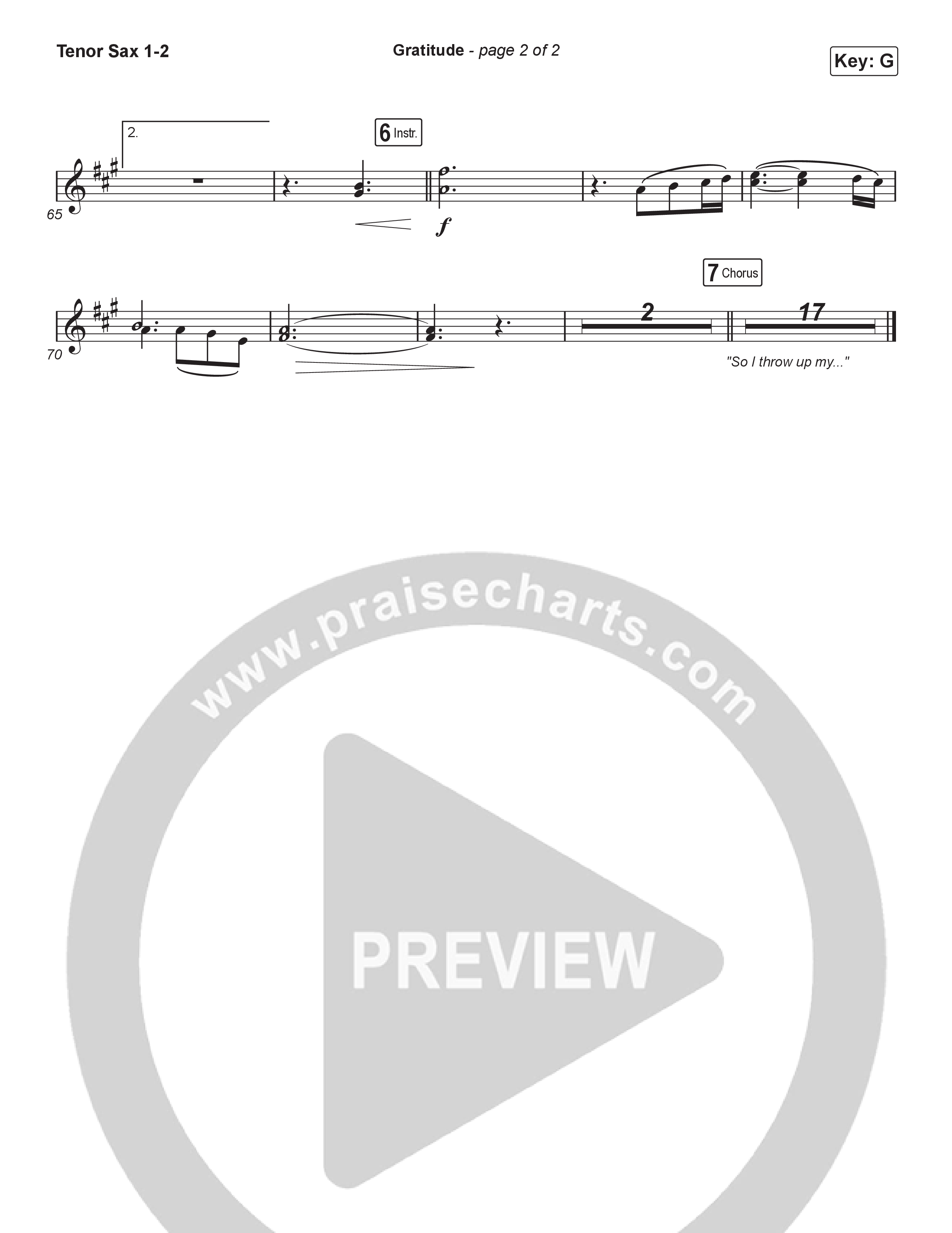 Gratitude (Sing It Now) Tenor Sax 1/2 (Brandon Lake / Arr. Luke Gambill)