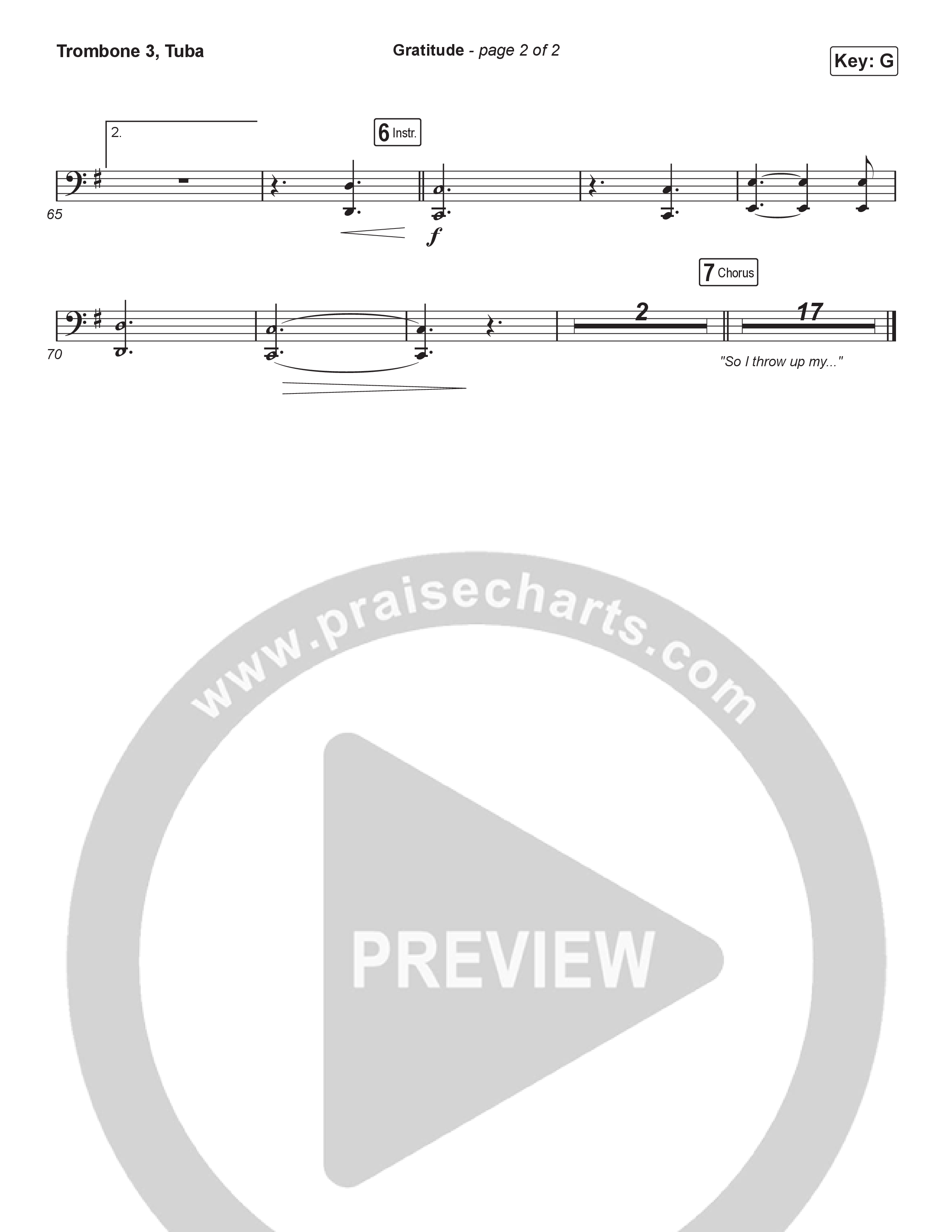 Gratitude (Sing It Now) Trombone 3/Tuba (Brandon Lake / Arr. Luke Gambill)