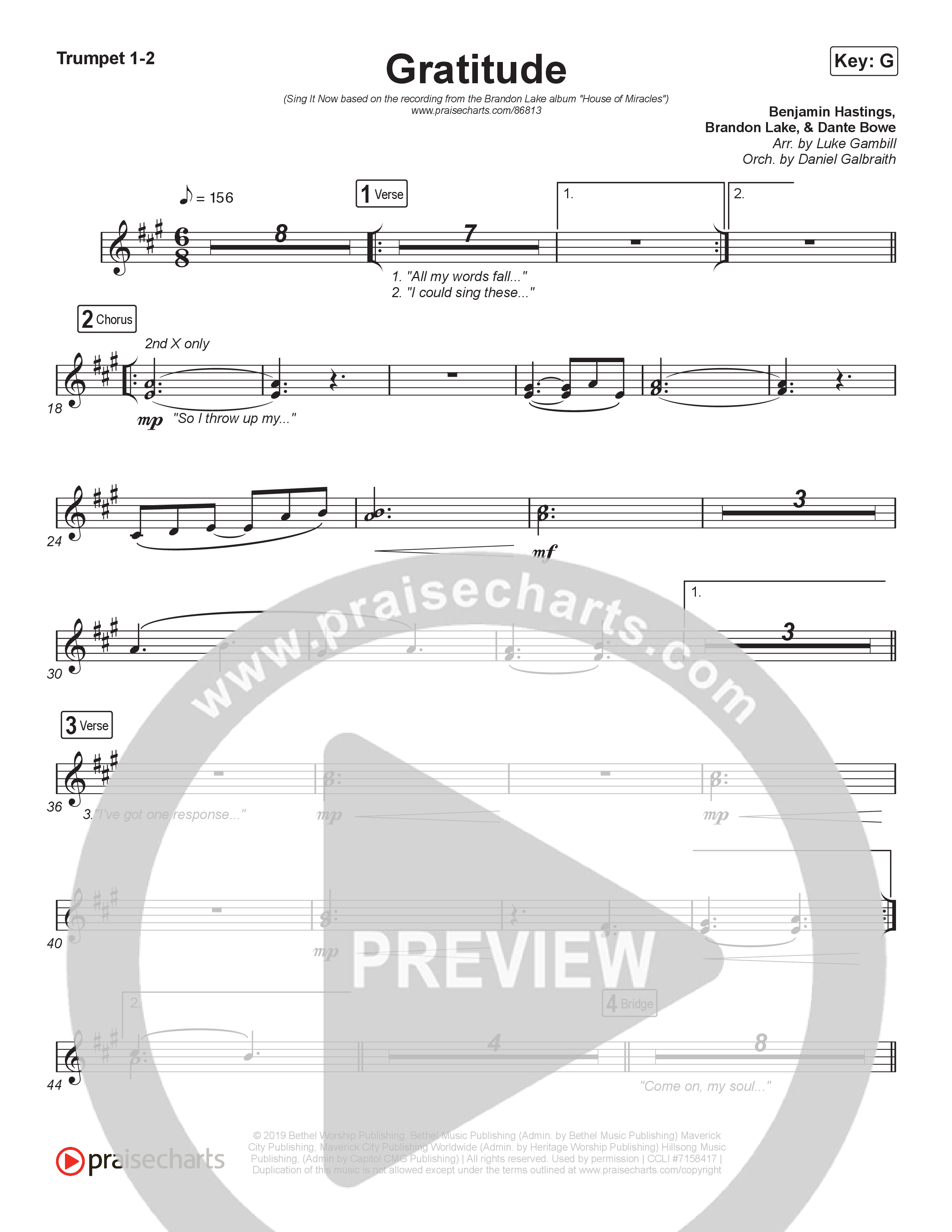 Gratitude (Sing It Now) Brass Pack (Brandon Lake / Arr. Luke Gambill)