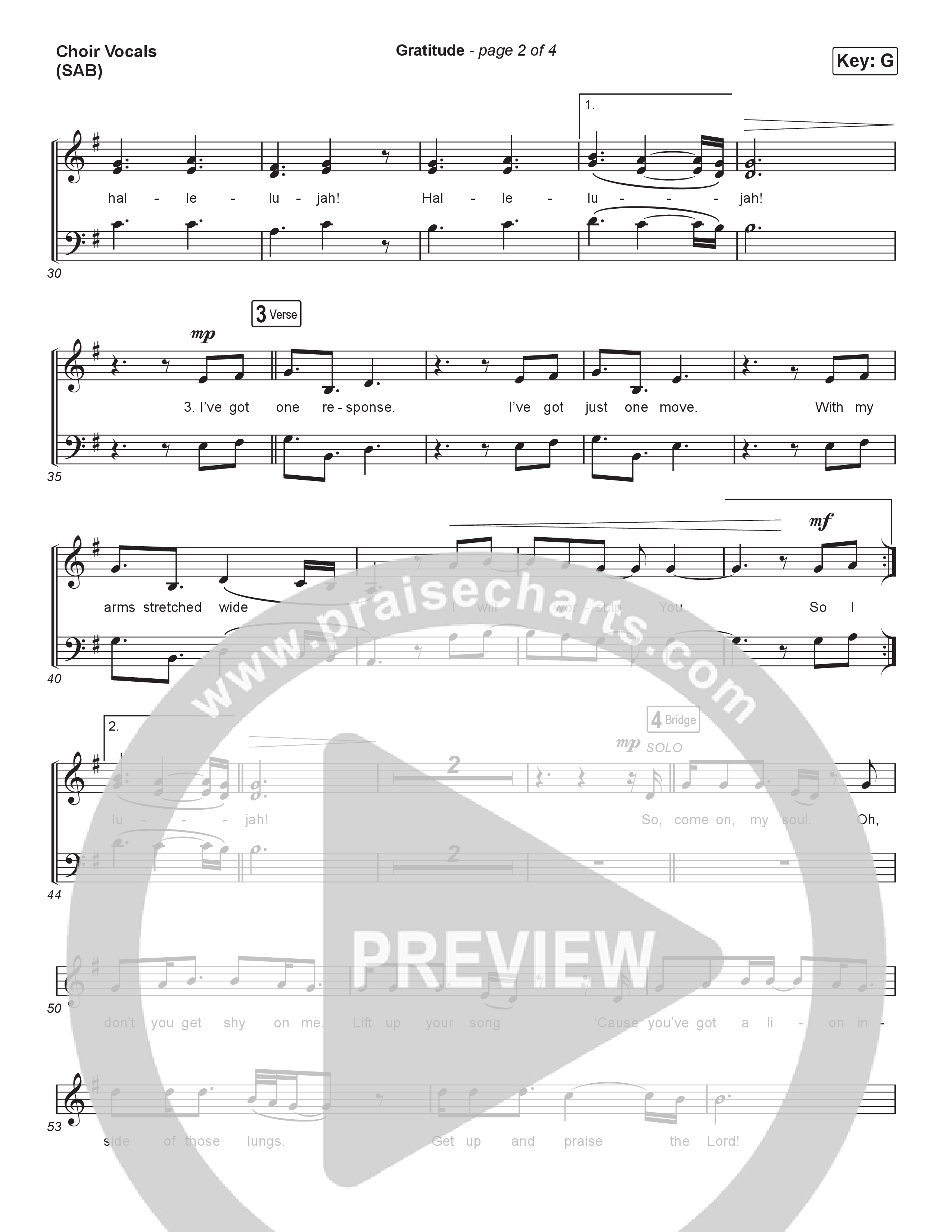 Gratitude (Worship Choir/SAB) Choir Sheet (SAB) (Brandon Lake / Arr. Luke Gambill)