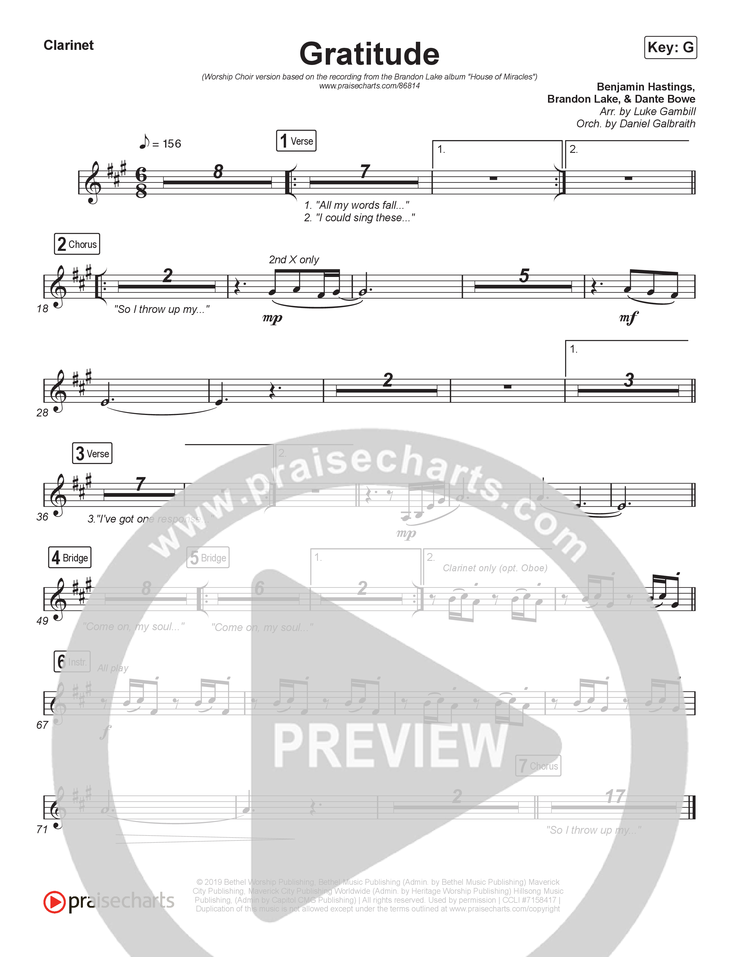 Gratitude (Worship Choir/SAB) Wind Pack (Brandon Lake / Arr. Luke Gambill)