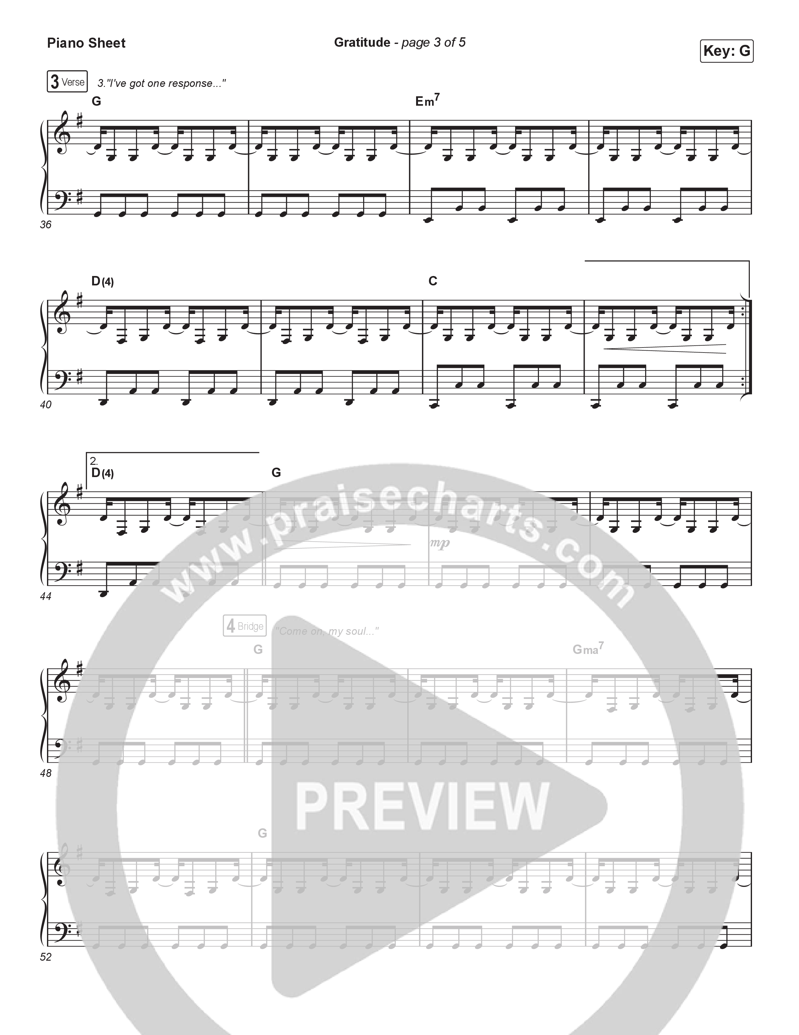 Gratitude (Worship Choir/SAB) Piano Sheet (Brandon Lake / Arr. Luke Gambill)