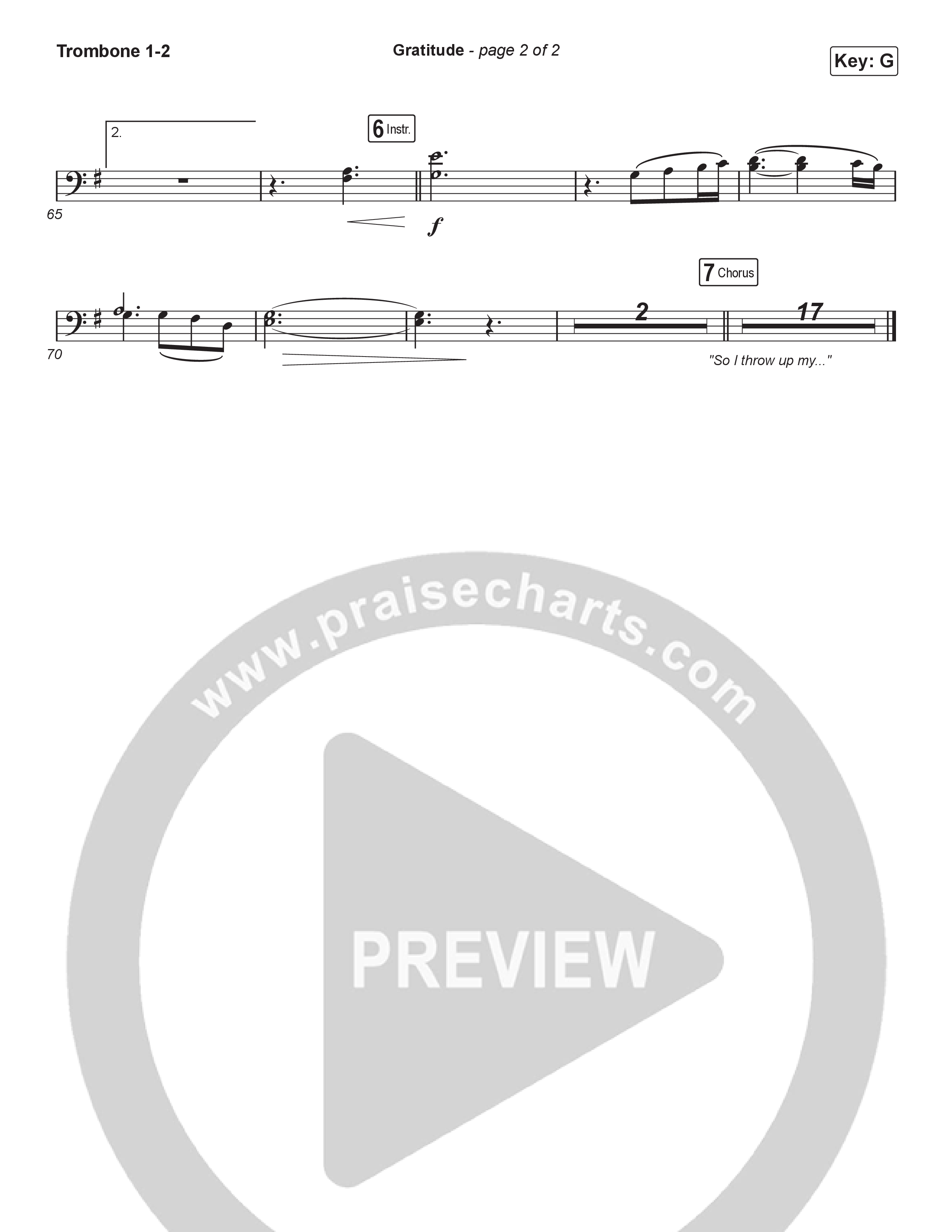 Gratitude (Worship Choir/SAB) Trombone 1/2 (Brandon Lake / Arr. Luke Gambill)