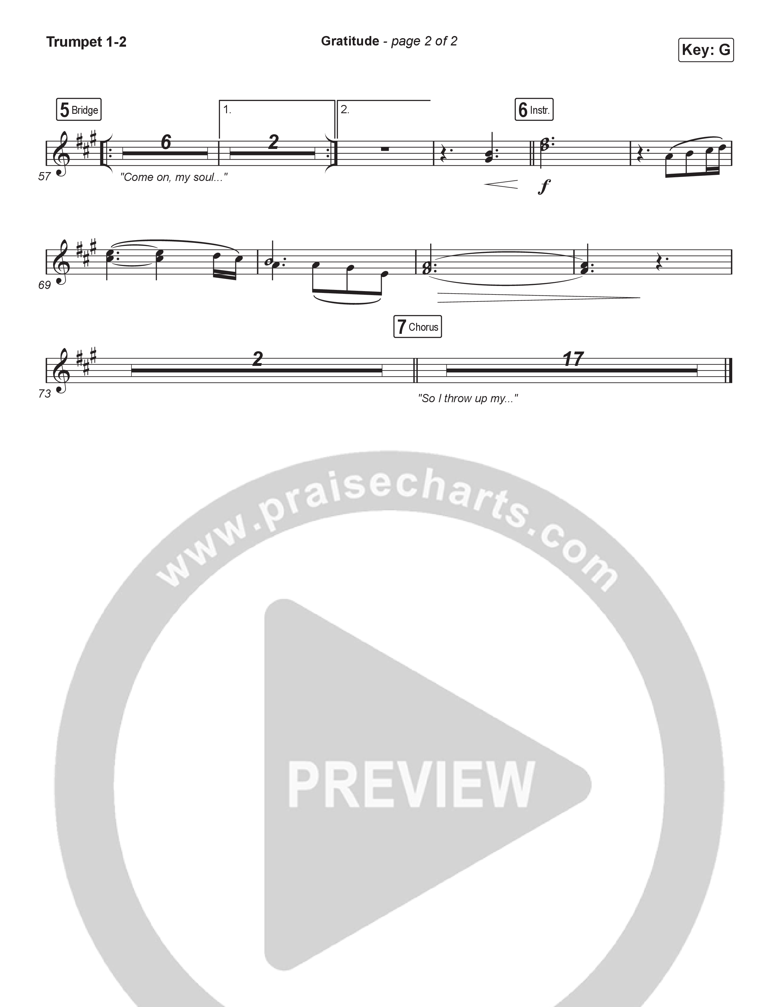 Gratitude (Worship Choir/SAB) Trumpet 1,2 (Brandon Lake / Arr. Luke Gambill)
