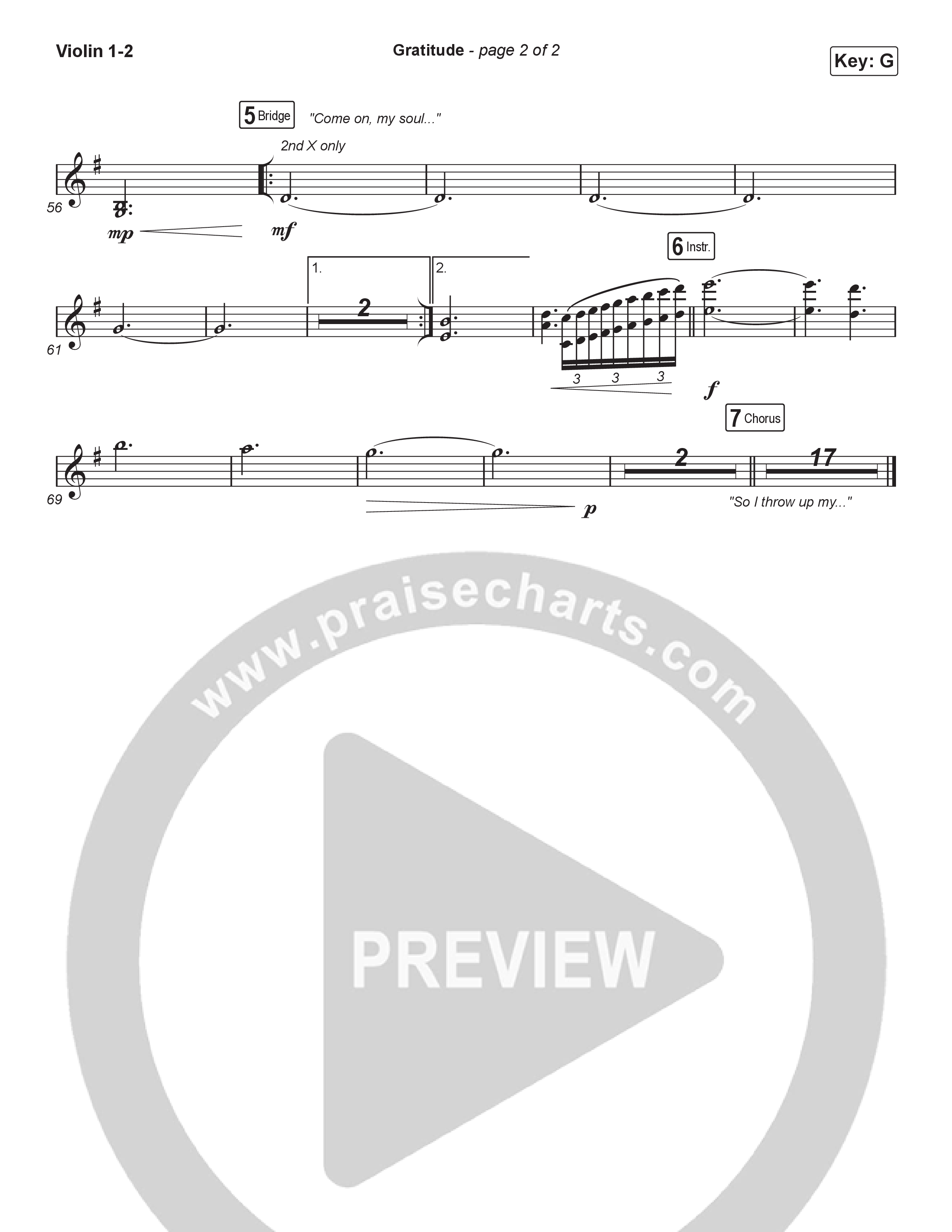 Gratitude (Worship Choir/SAB) Violin 1/2 (Brandon Lake / Arr. Luke Gambill)