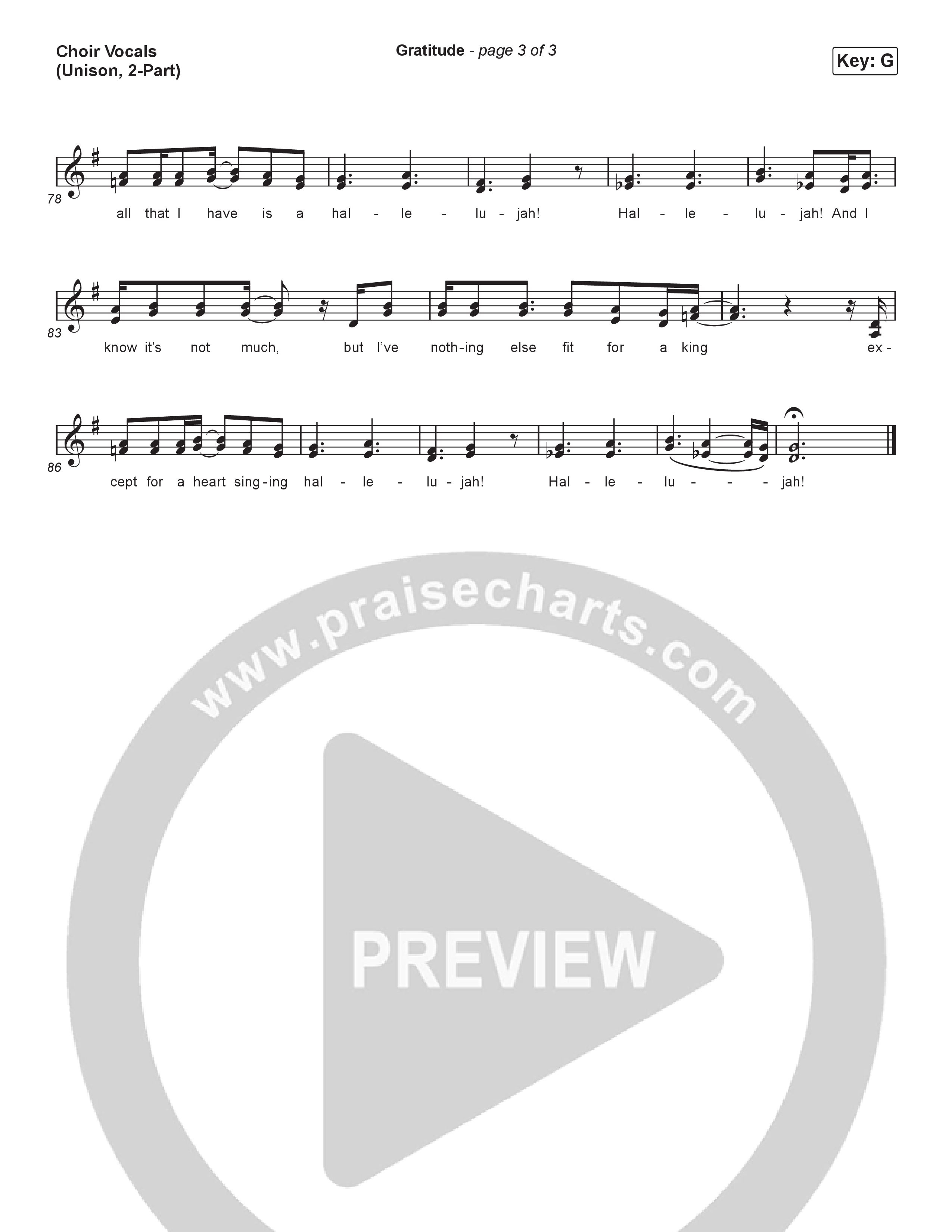 Gratitude (Unison/2-Part) Choir Vocals (Uni/2-Part) (Brandon Lake / Arr. Luke Gambill)