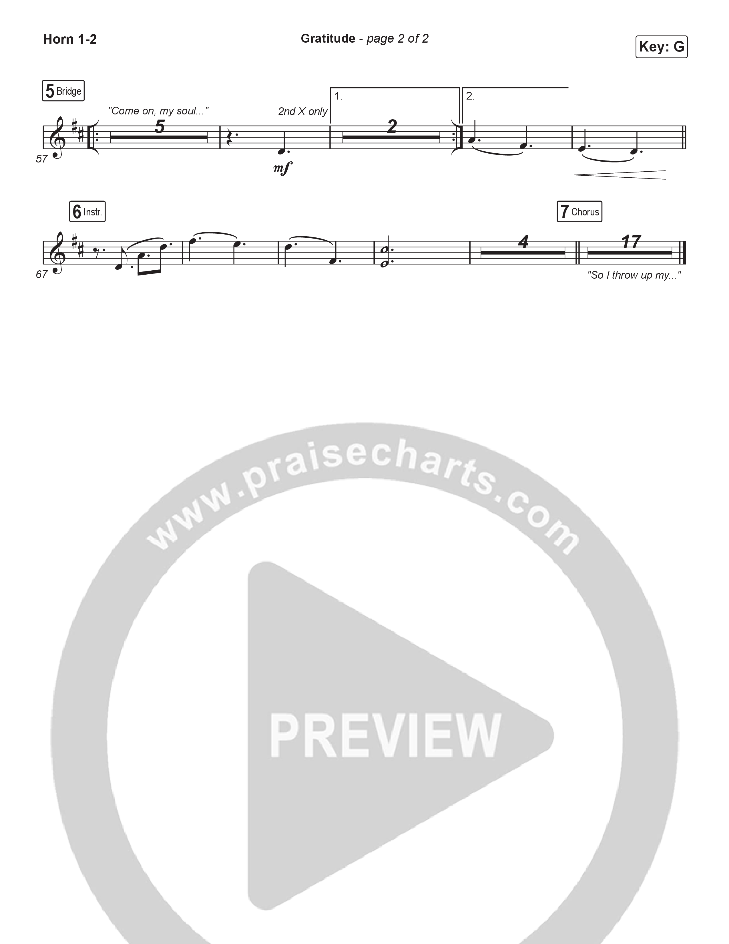 Gratitude (Unison/2-Part) French Horn 1/2 (Brandon Lake / Arr. Luke Gambill)