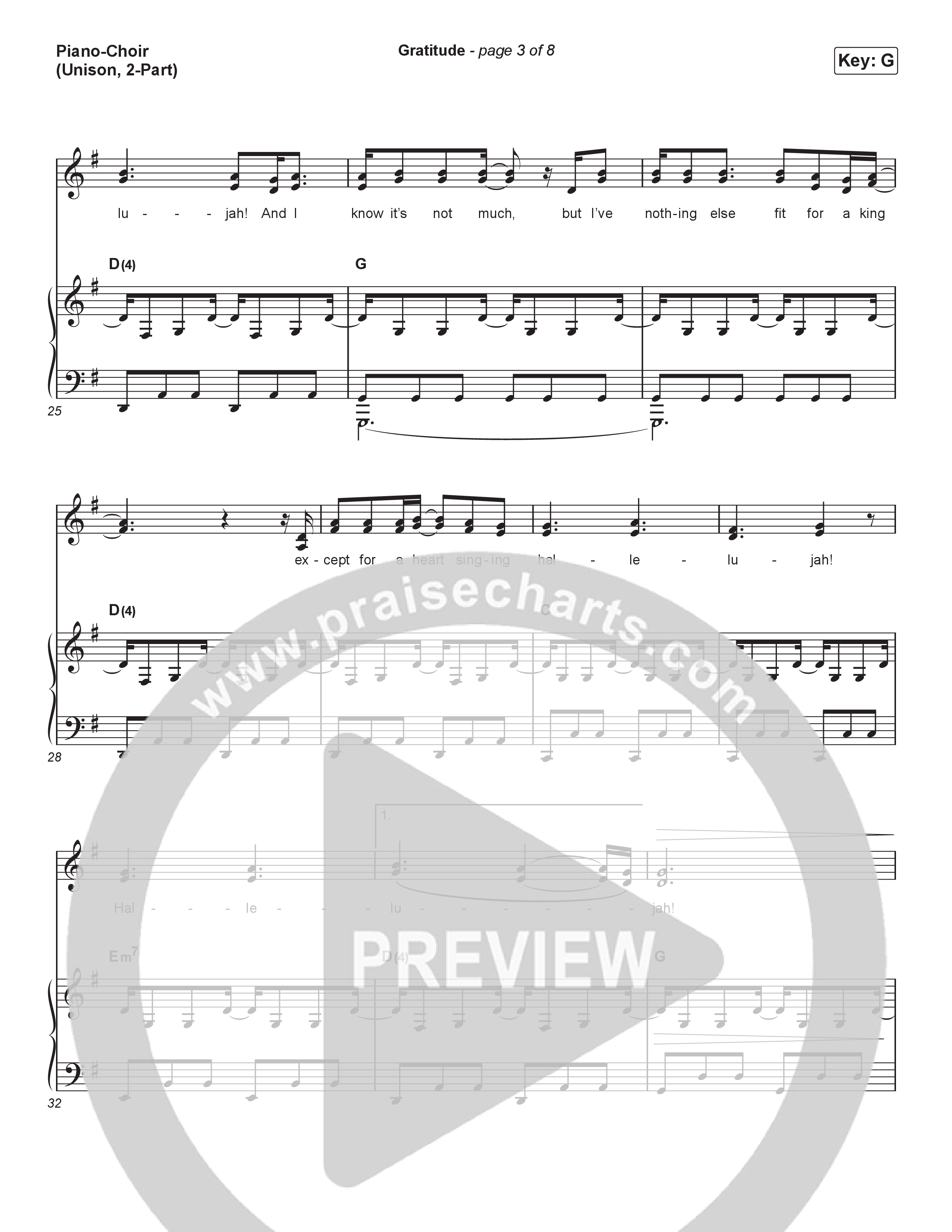 Gratitude (Unison/2-Part) Piano/Choir  (Uni/2-Part) (Brandon Lake / Arr. Luke Gambill)