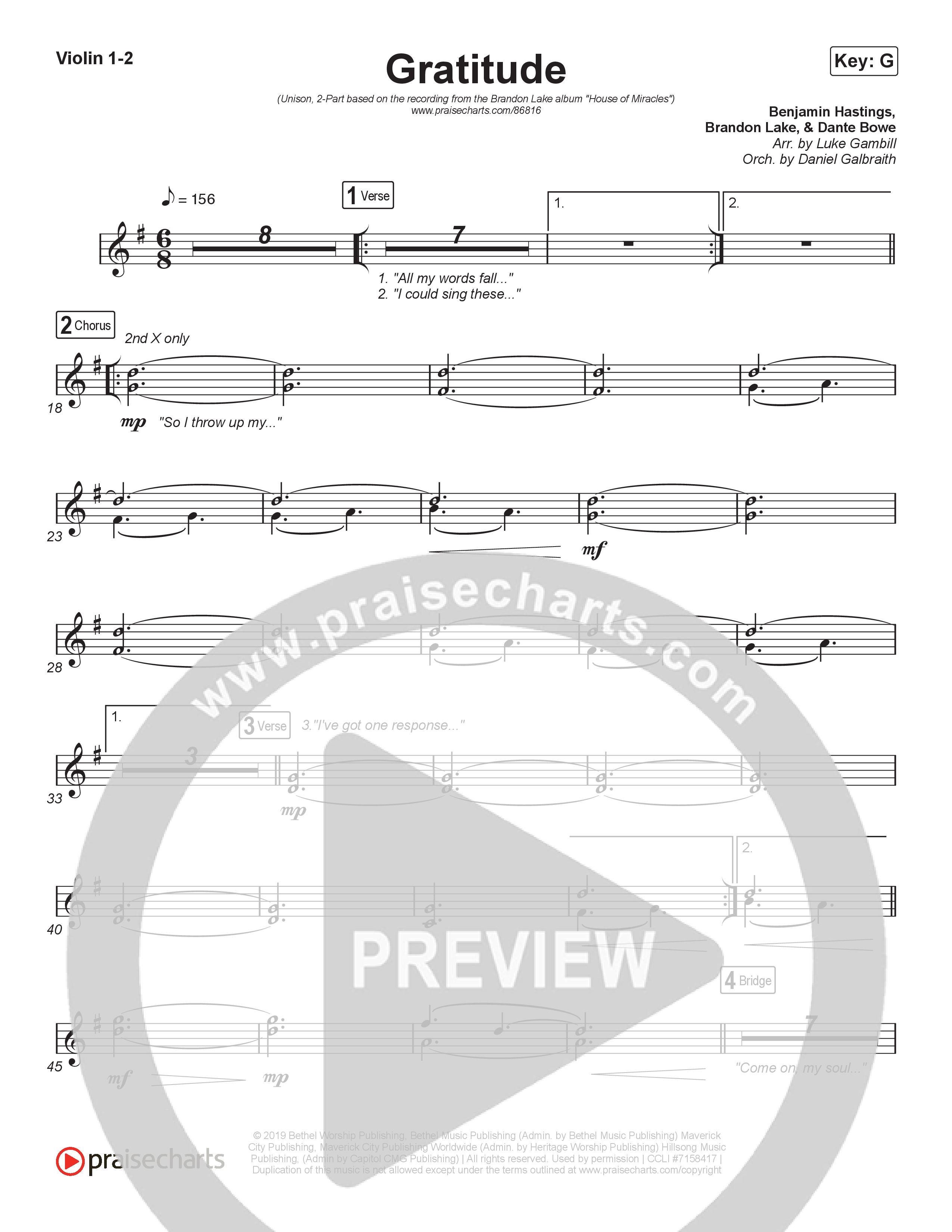 Gratitude (Unison/2-Part) String Pack (Brandon Lake / Arr. Luke Gambill)