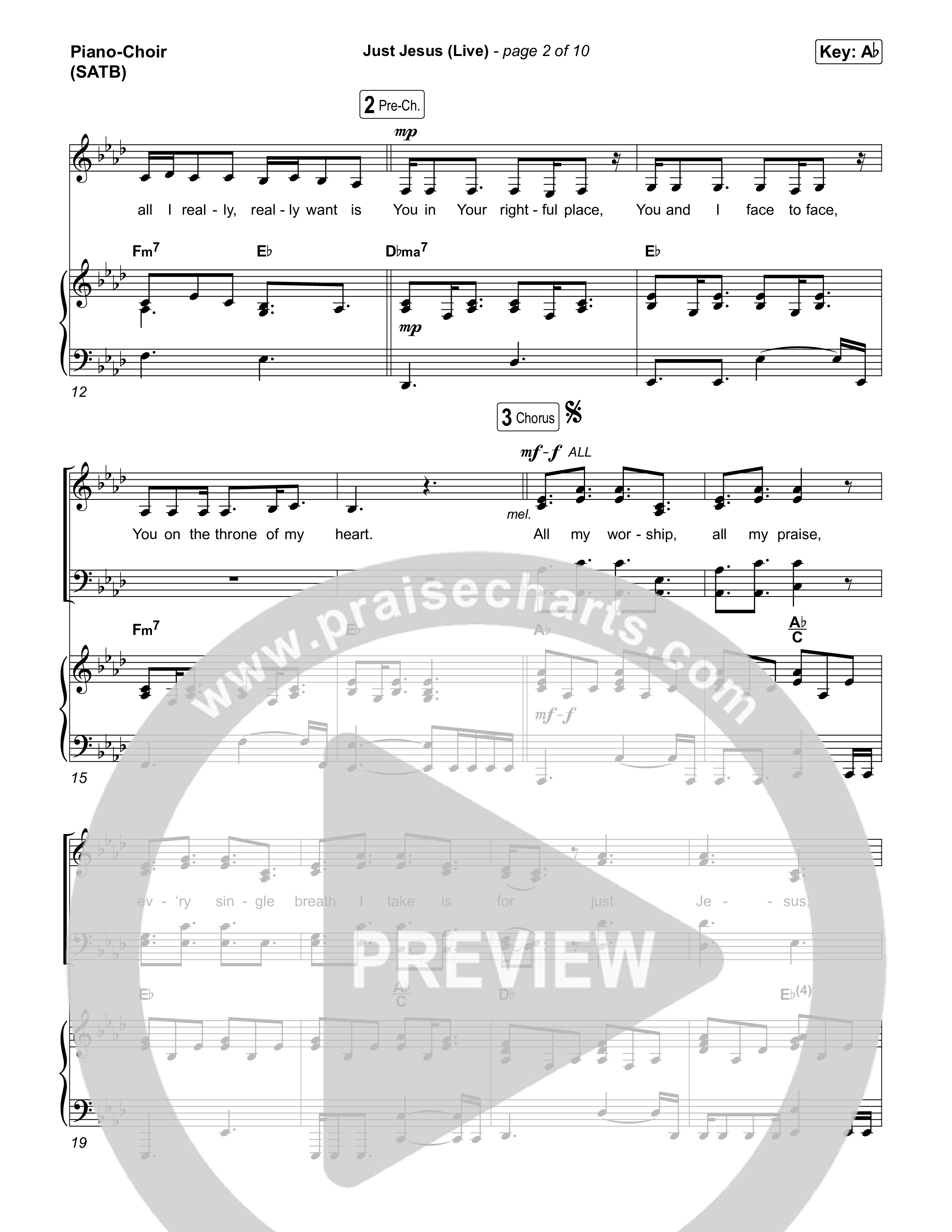 Just Jesus (Live) Piano/Vocal Pack (David Leonard)