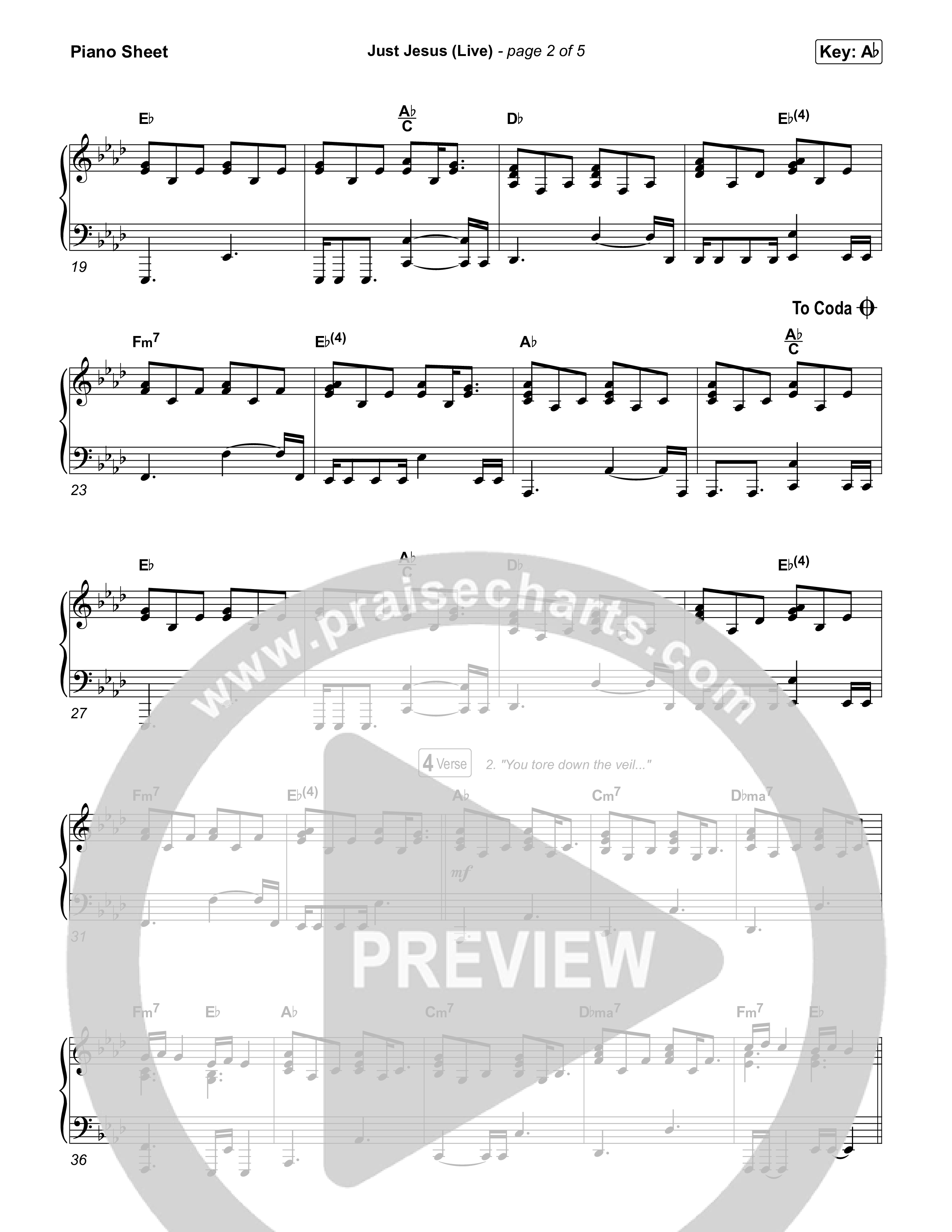 Just Jesus (Live) Piano Sheet (David Leonard)