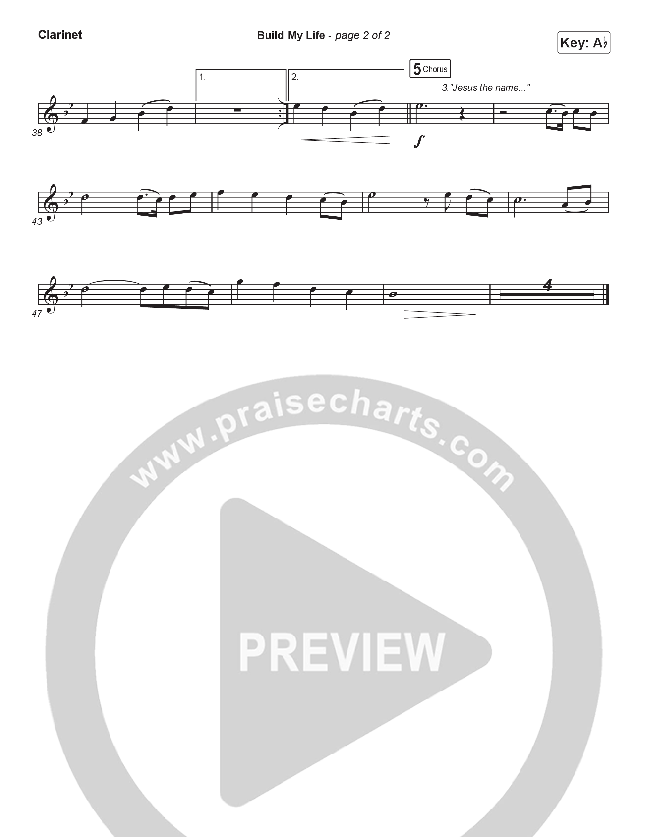 Build My Life (Choral Anthem SATB) Clarinet 1,2 (Pat Barrett / Arr. Luke Gambill)