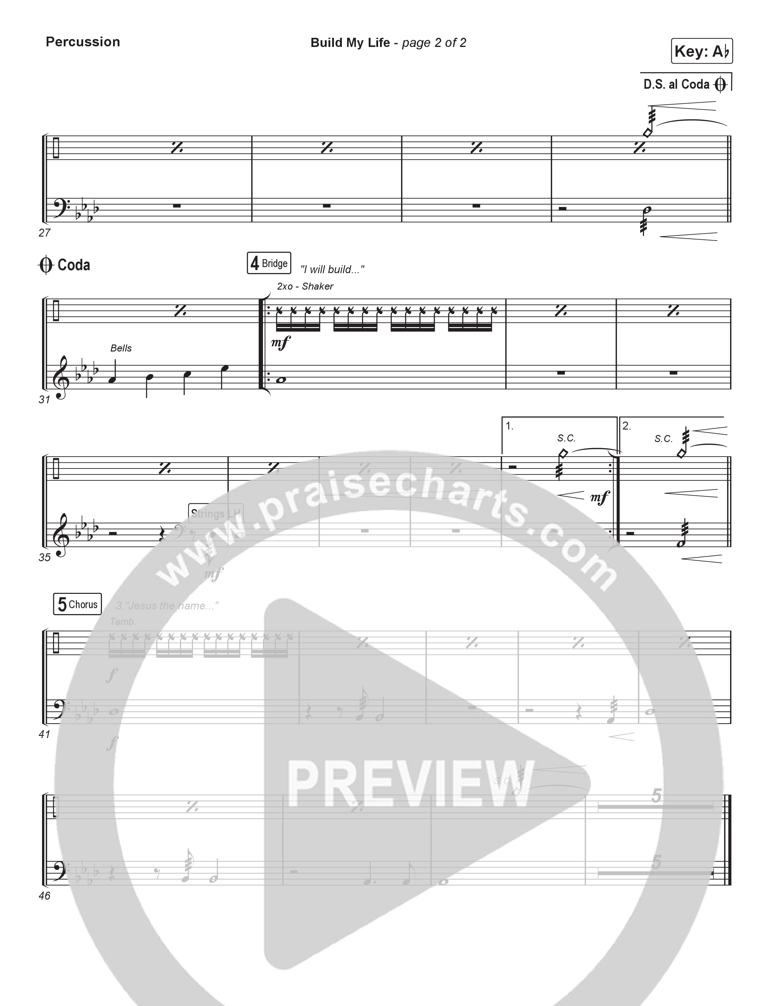 Build My Life (Choral Anthem SATB) Percussion (Pat Barrett / Arr. Luke Gambill)