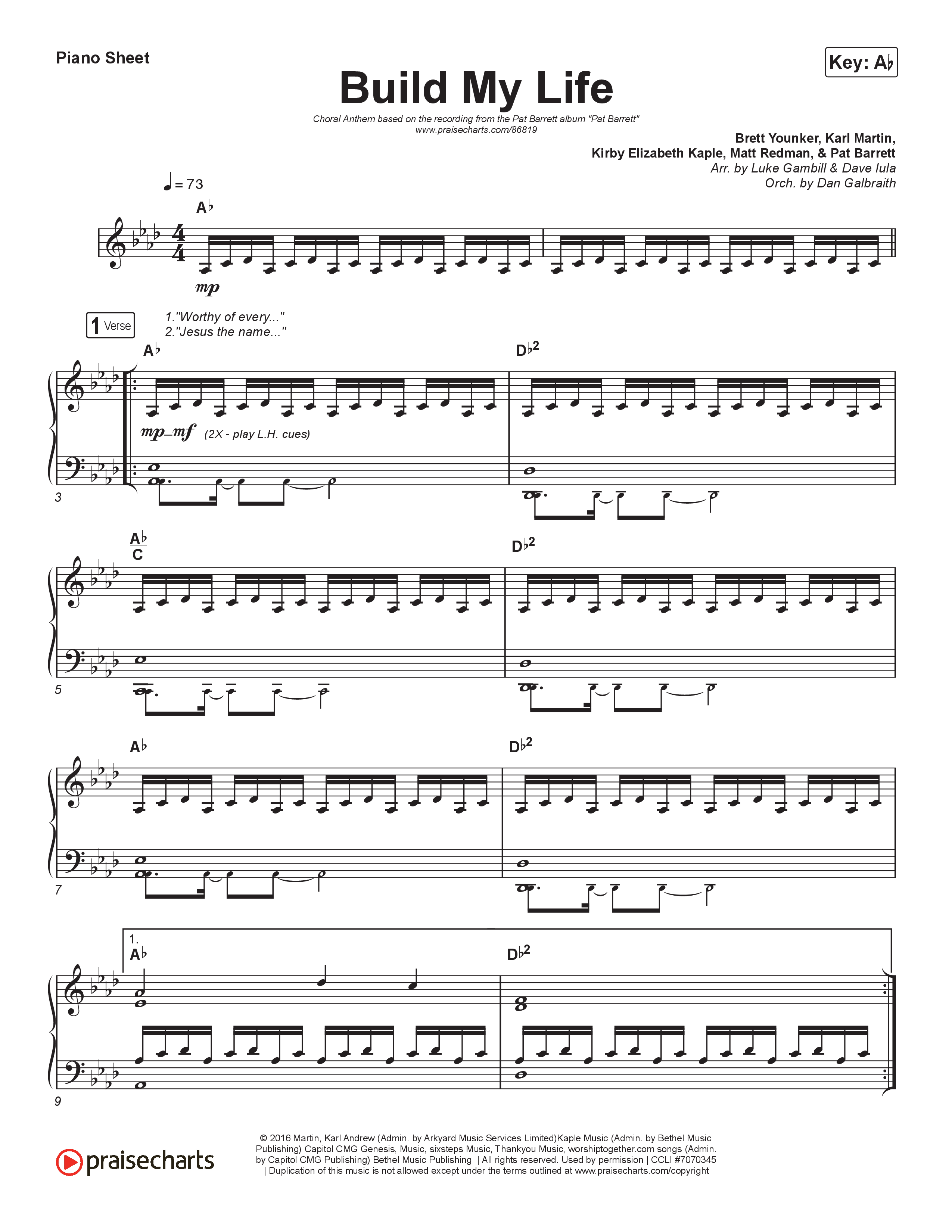 Build My Life (Choral Anthem SATB) Piano Sheet (Pat Barrett / Arr. Luke Gambill)
