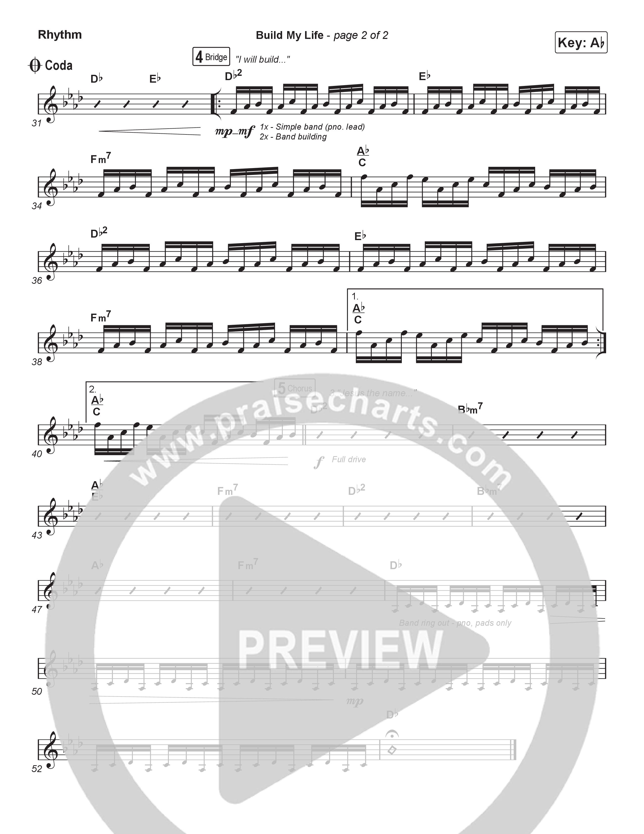 Build My Life (Choral Anthem SATB) Rhythm Chart (Pat Barrett / Arr. Luke Gambill)