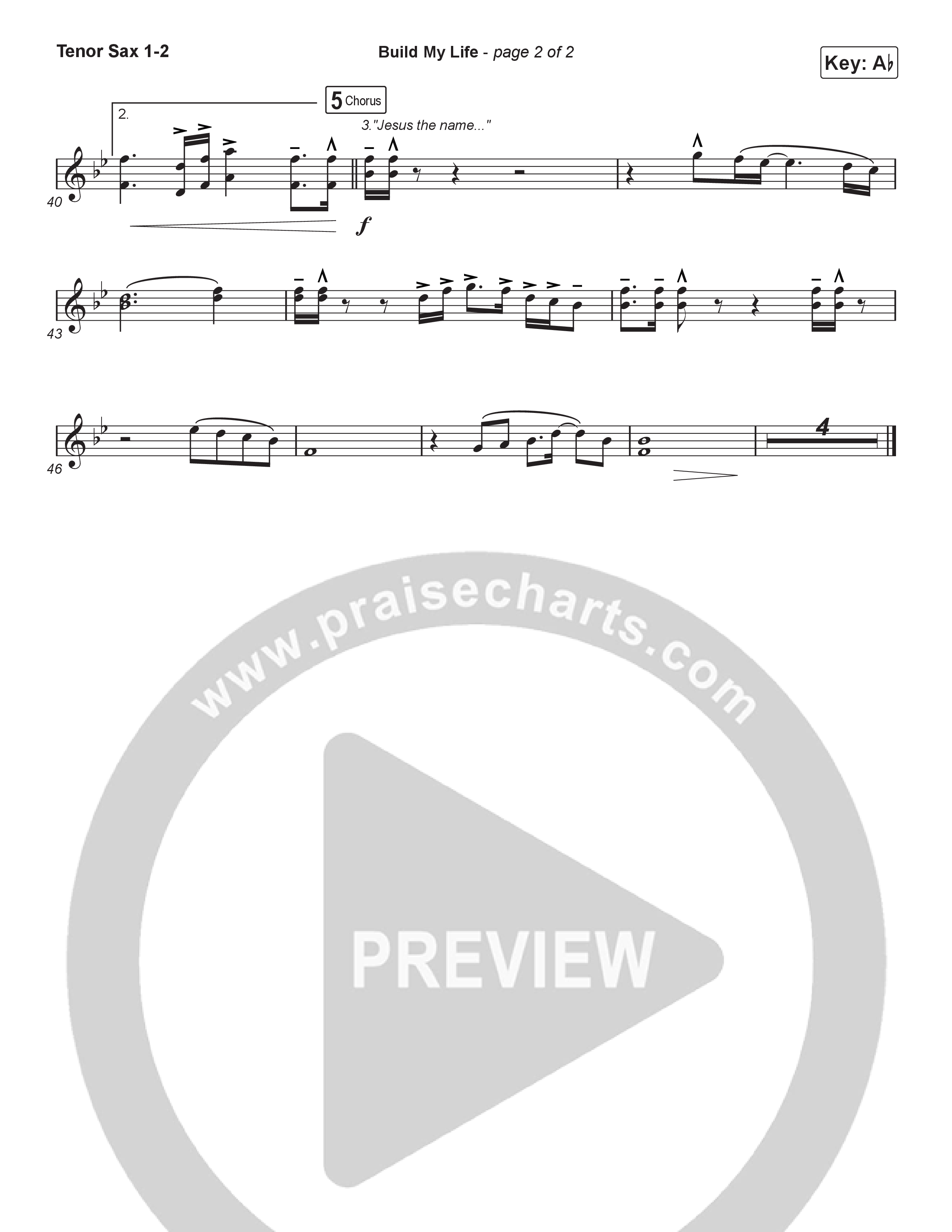 Build My Life (Choral Anthem SATB) Tenor Sax 1,2 (Pat Barrett / Arr. Luke Gambill)