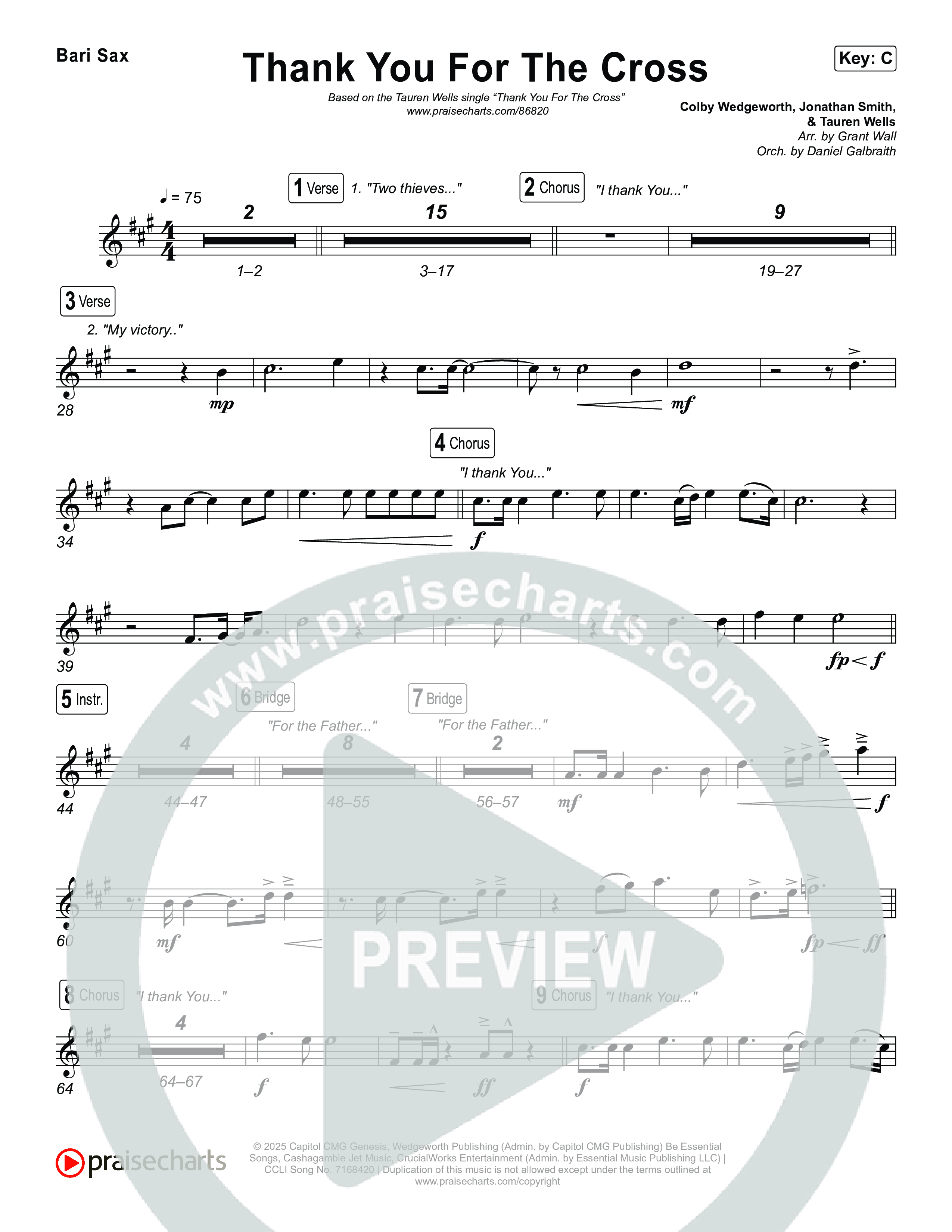 Thank You For The Cross Bari Sax (Tauren Wells)