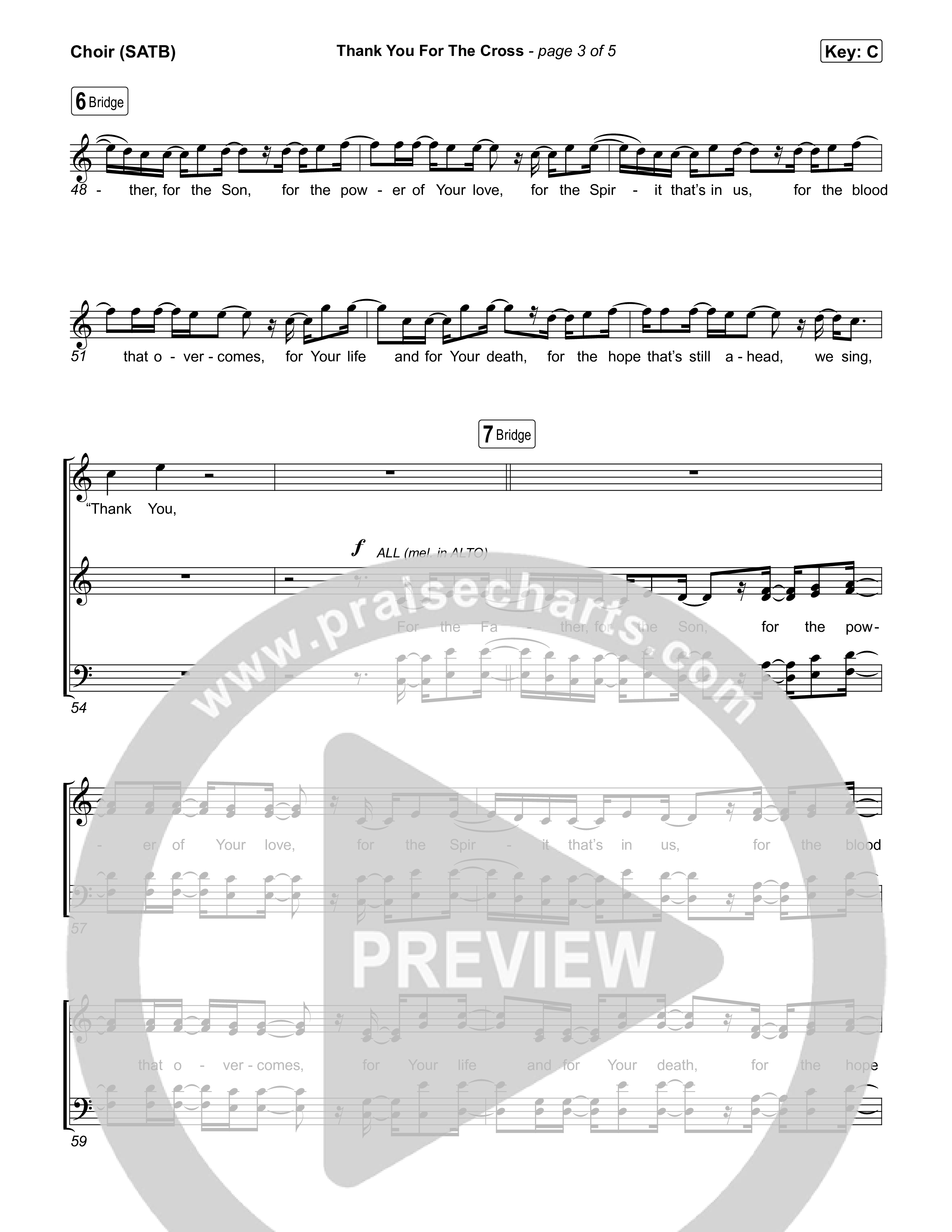 Thank You For The Cross Choir Sheet (SATB) (Tauren Wells)