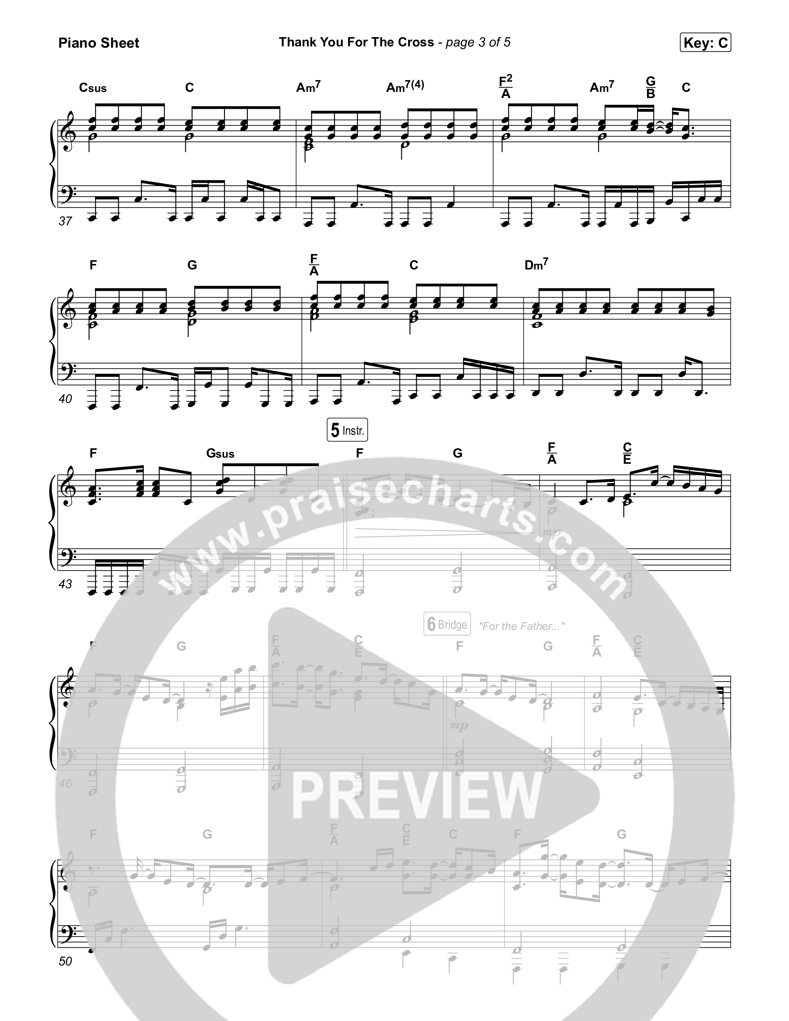 Thank You For The Cross Piano Sheet (Tauren Wells)