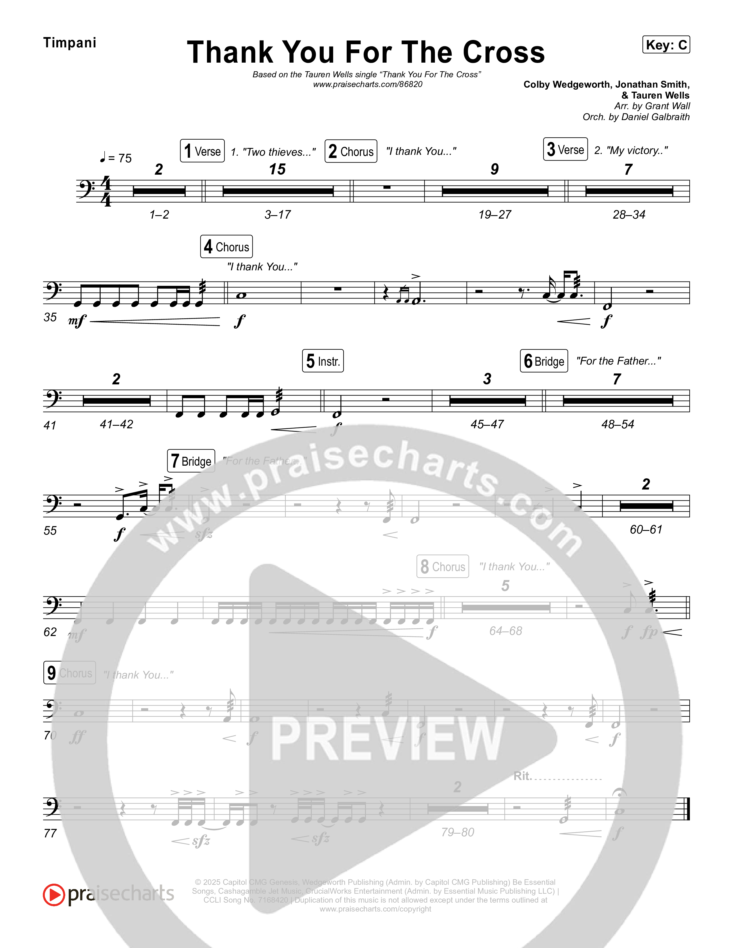 Thank You For The Cross Timpani (Tauren Wells)